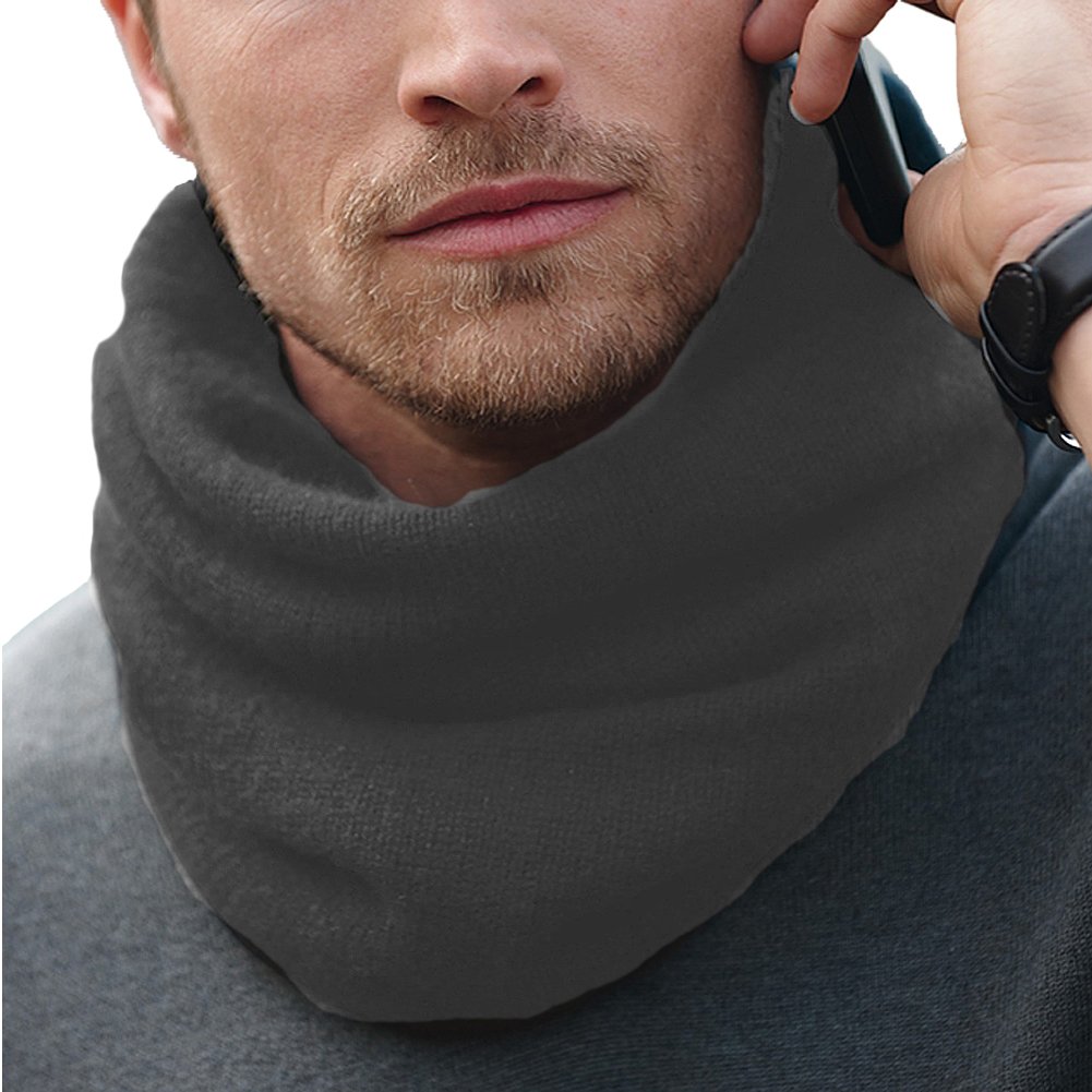 Parisbonbon Men's 100% Cashmere Neck Warmer Scarf - Soft & Warm Winter Accessory in Medium Gray (One Size) - Perfect for Outdoor Activities, Skiing & Cold Weather Fashion