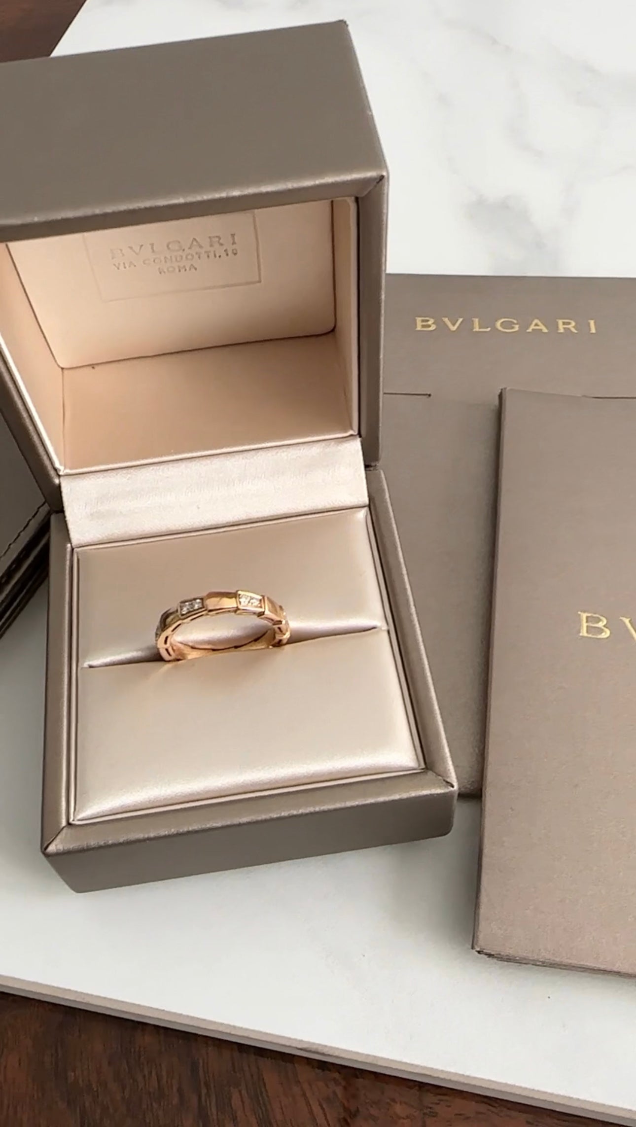 Bvlgari 18k Rose Gold Diamond Serpenti Viper Ring - Size 51 / 5.5 - Luxury Jewelry for Women, Perfect for Weddings, Parties & Special Occasions