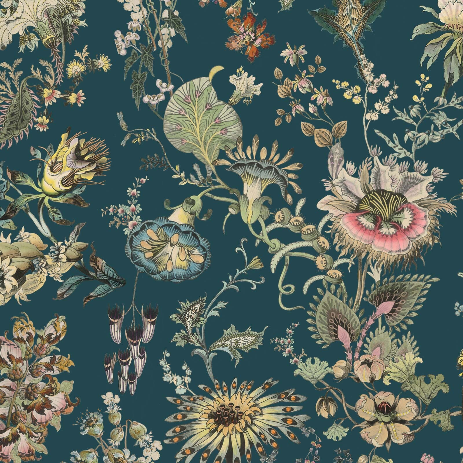 FLORAFANTASIA Cerulean Blue Peel and Stick Wallpaper Sample - Perfect for Bedroom, Living Room, or Nursery Decor