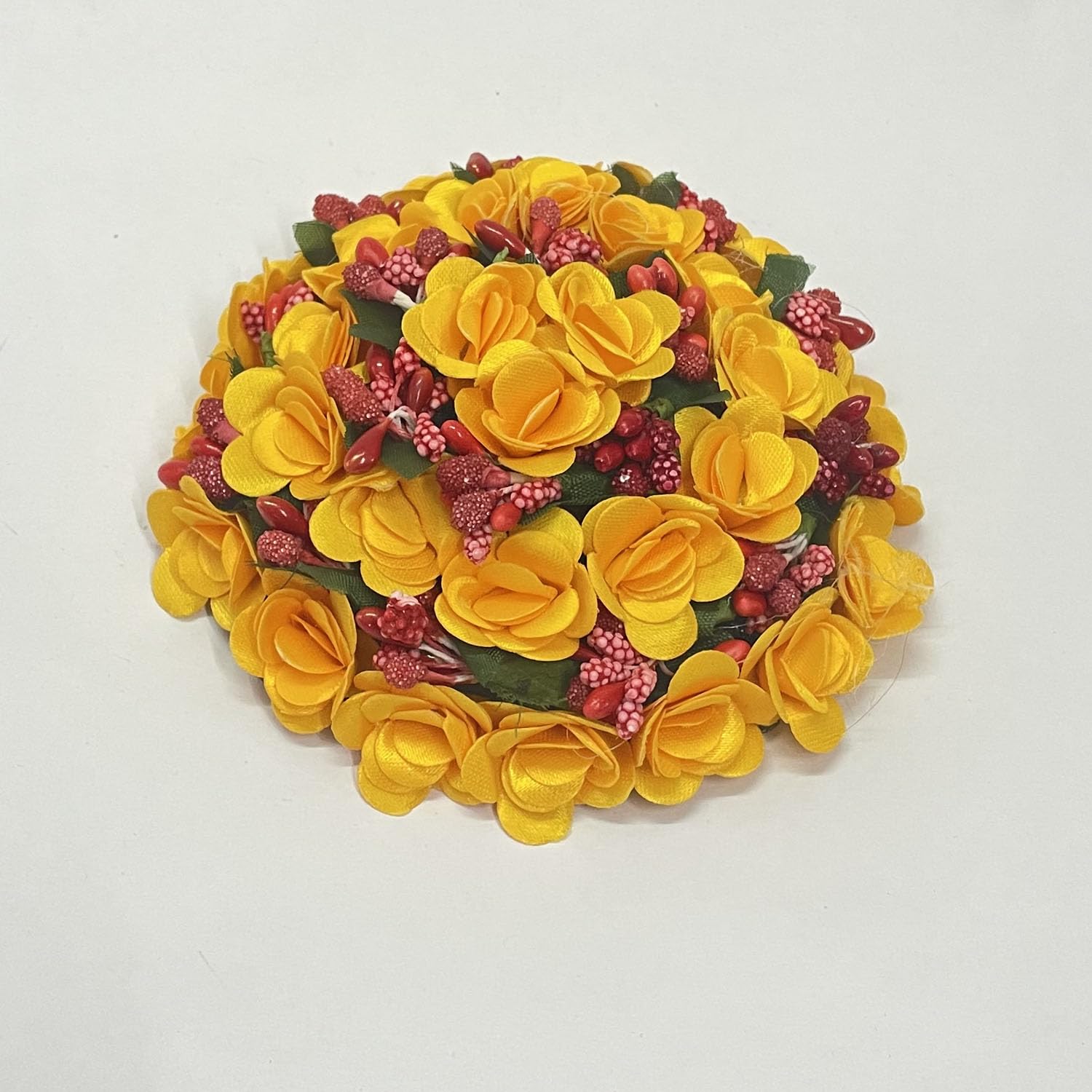 GuruEmbelish Bridal Bun Juda Gajra Maker - Yellow Floral Hair Accessories for Women & Girls | Perfect for Weddings, Parties & Indian Traditional Events