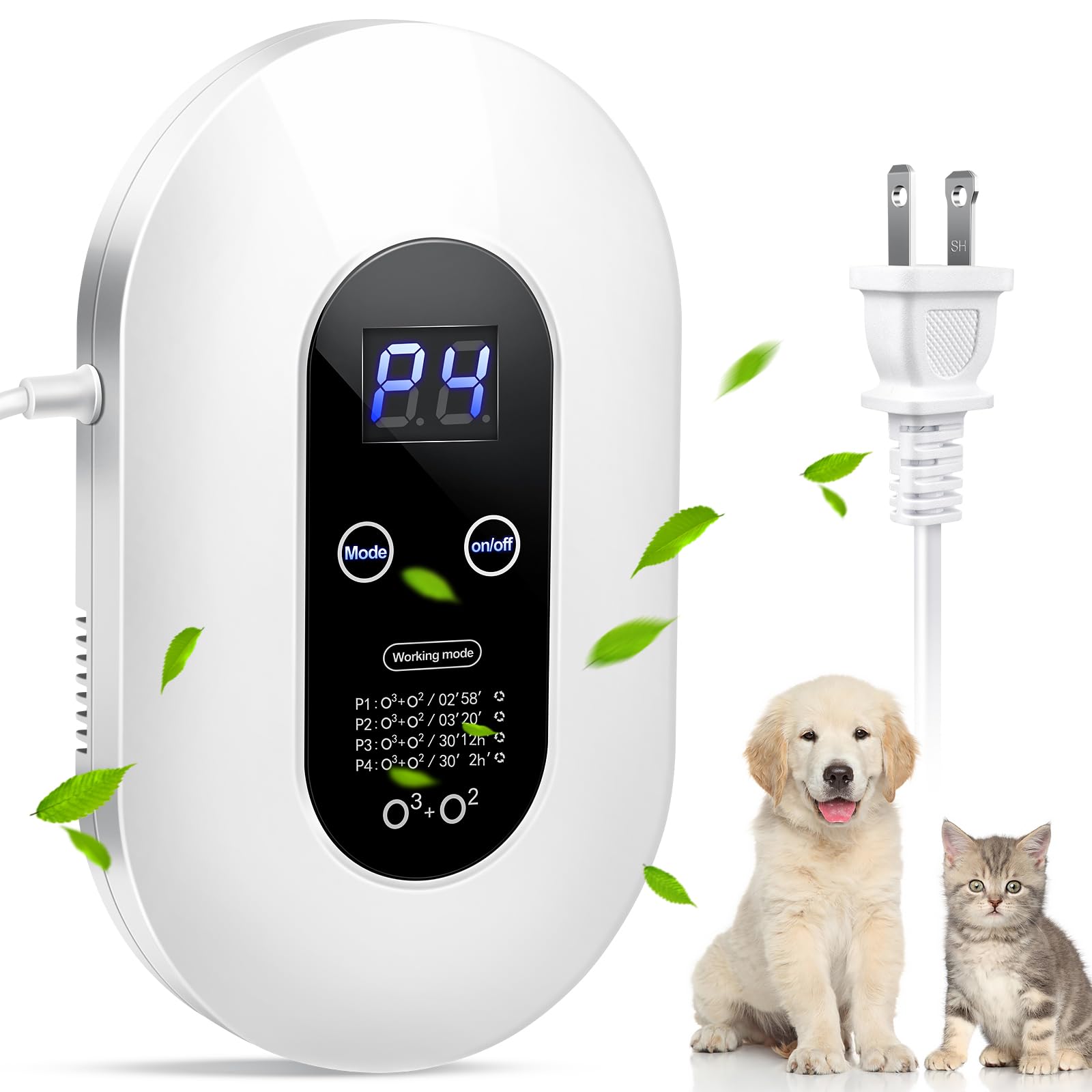 Ozone Odor Eliminator Plug-in - 99% Effective for Cat Litter, Dog Poop, Smoke & Formaldehyde | Air Freshener for Home, Bedroom, Bathroom, Kitchen, Car & Shoes | White Air Purifier for Pet Odors & Strong Smells