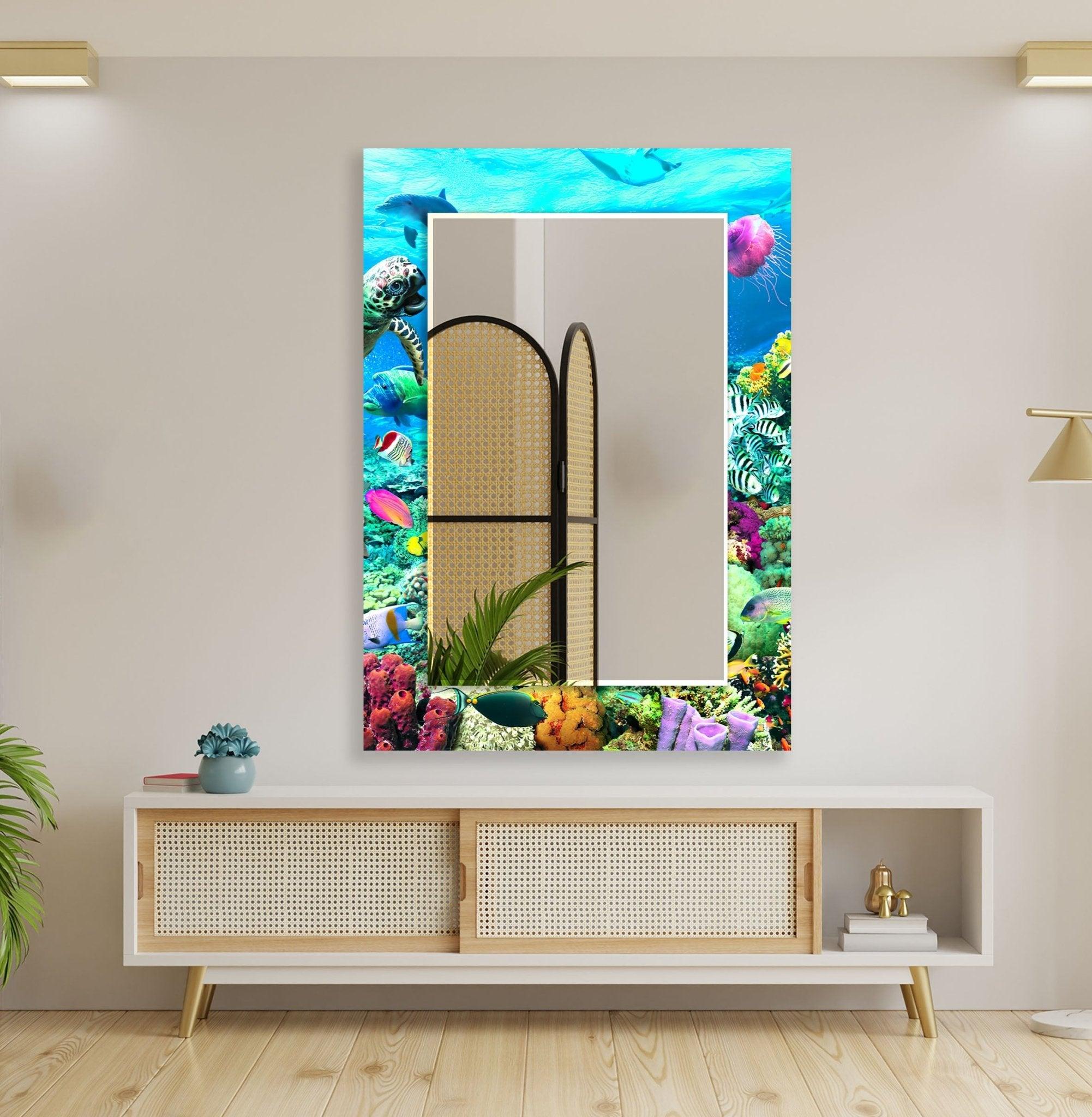 Stylish Aquarium Wall Mirror for Home & Office Decor - Enhance Your Space with a Unique Reflective Design