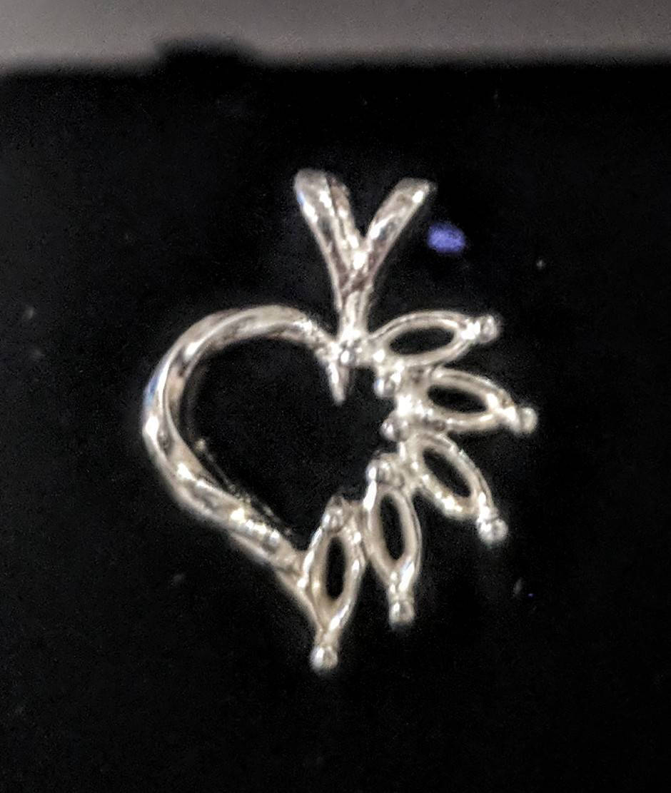 Solid Sterling Silver or 14kt Gold 5 Stone Fancy Heart Pendant Setting - Marquise Cut, Handcrafted in USA (161 275/141 275) - Perfect for Valentine's Gifts, Anniversary Jewelry & Special Occasion Presents
