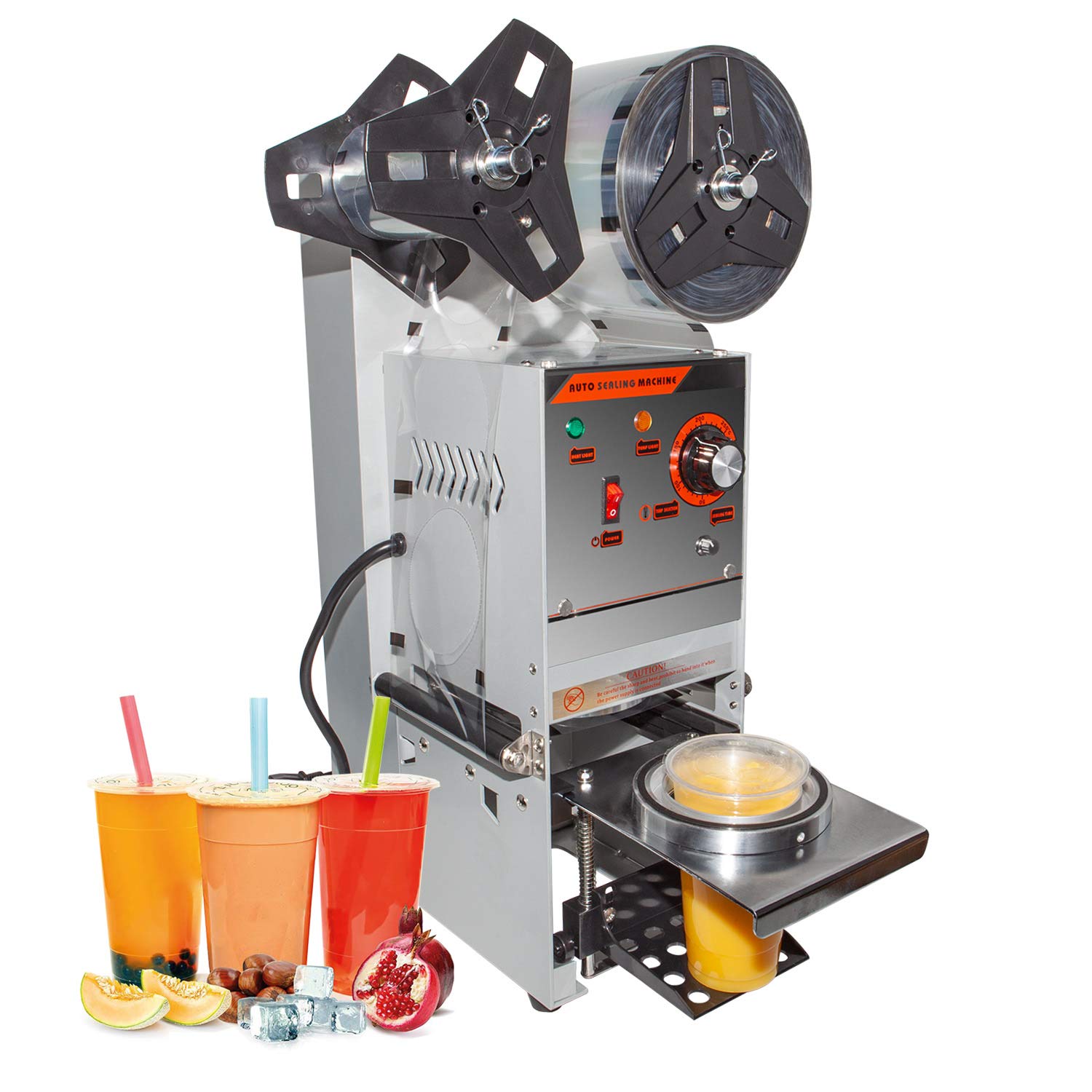 Commercial Boba Tea Cup Sealing Machine - Electric & Manual Cup Sealer for Bubble Tea Shops - 300-500 Cups/Hour - Fits 3.7