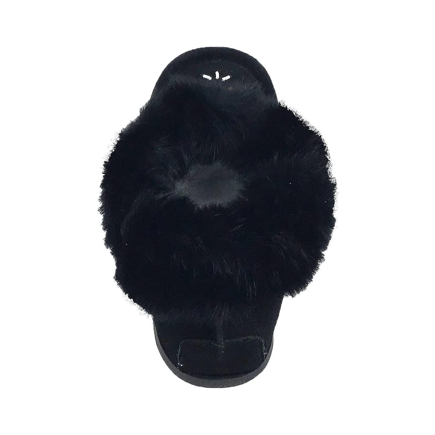 Laurentian Chief Men's Suede Slippers with Rabbit Fur Collar - Soft Sole Moccasins for Indoor Comfort & Cozy Home Wear