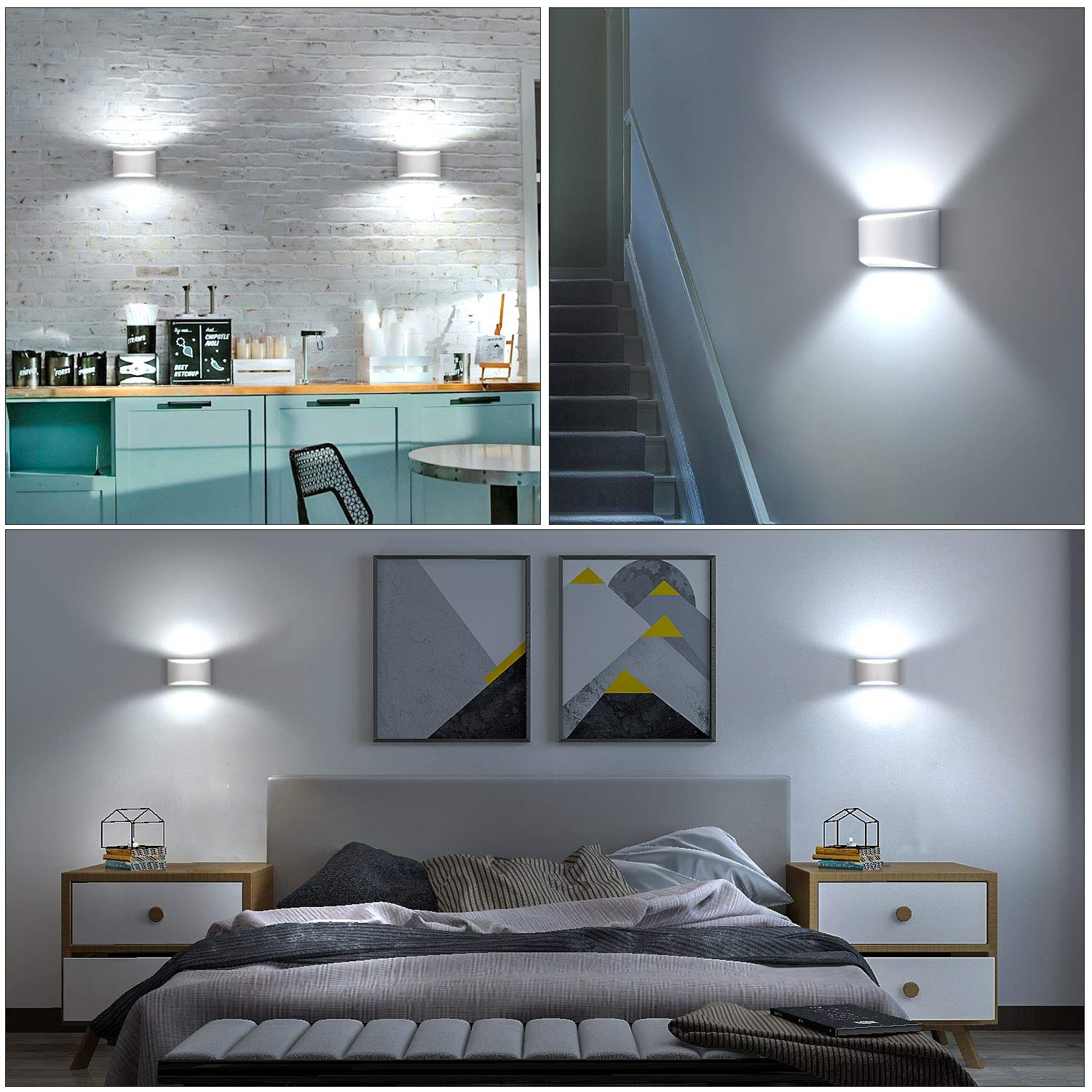 Modern LED Wall Sconce Light Fixture - Hardwired Indoor Wall Lights Set of 2, 3000K Warm White Up/Down Lighting - Sleek White Wall Mounted Lamps for Living Room, Bedroom, Hallway & Corridor - Perfect for Ambient Lighting and Home Decor