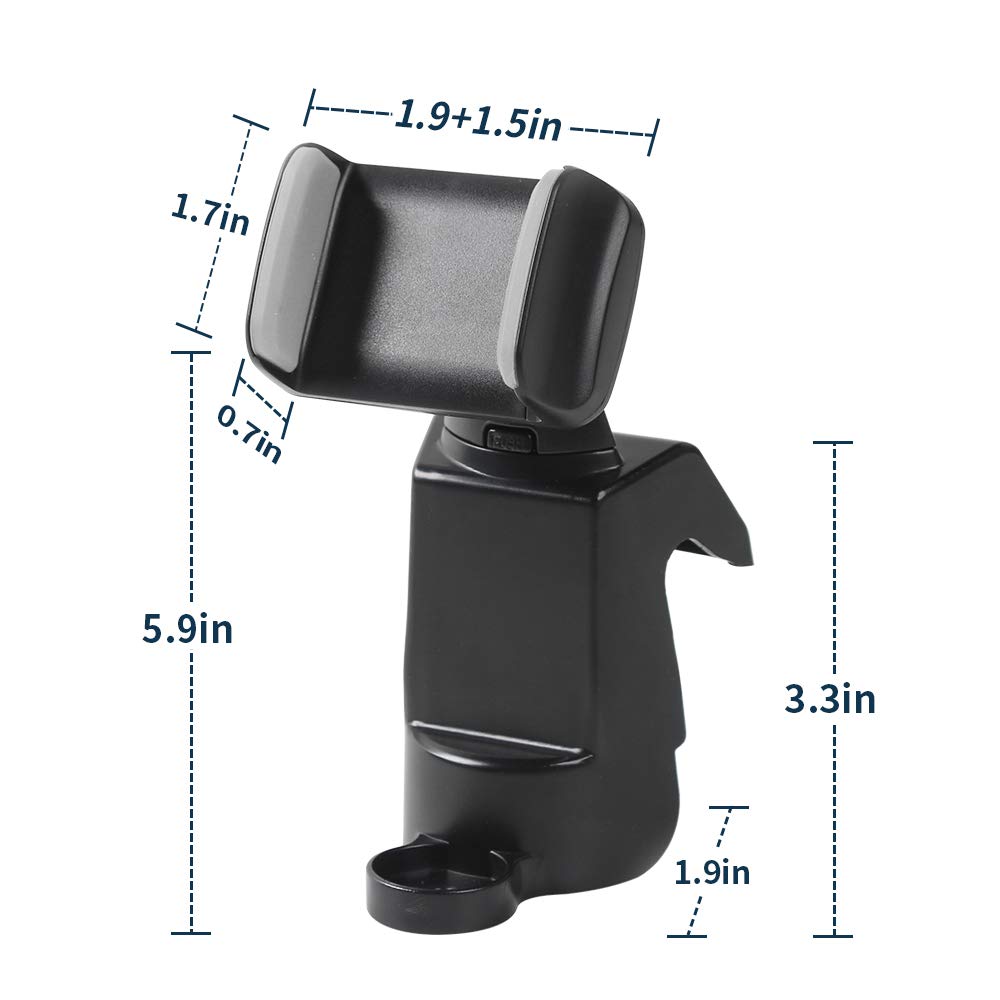 Jeep JK Phone Holder Mount with Storage Tray - Universal Dashboard Car Mount Organizer Compatible with 2011-2018 Jeep Wrangler JK/JKU - Matte Black Interior Accessories | Perfect for Off-Roading, Daily Commute & Hands-Free Navigation