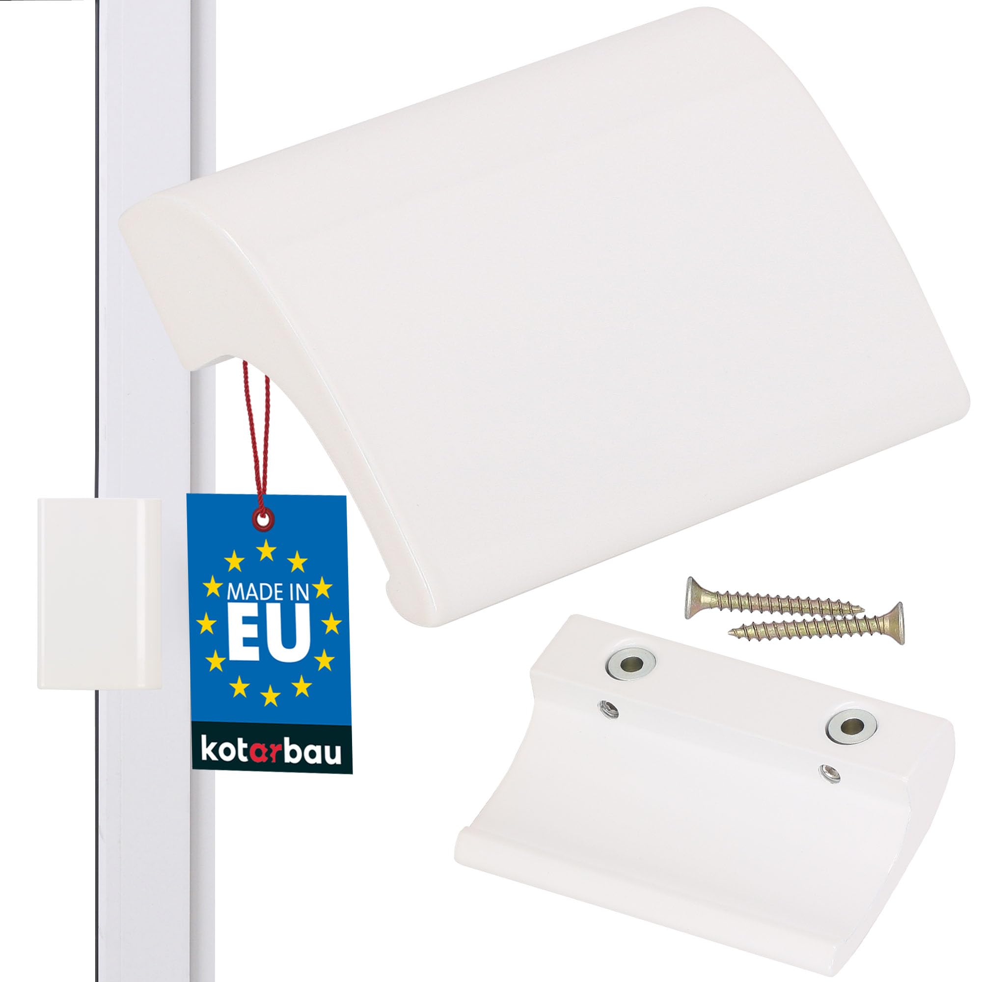 Premium White RAL 9016 Balcony Door Handle - Durable Aluminum Terrace Door Handle with Universal Fit - Secure Pull Handle for Patio, Garden & Apartment Doors - Ideal for Outdoor Use & Home Security