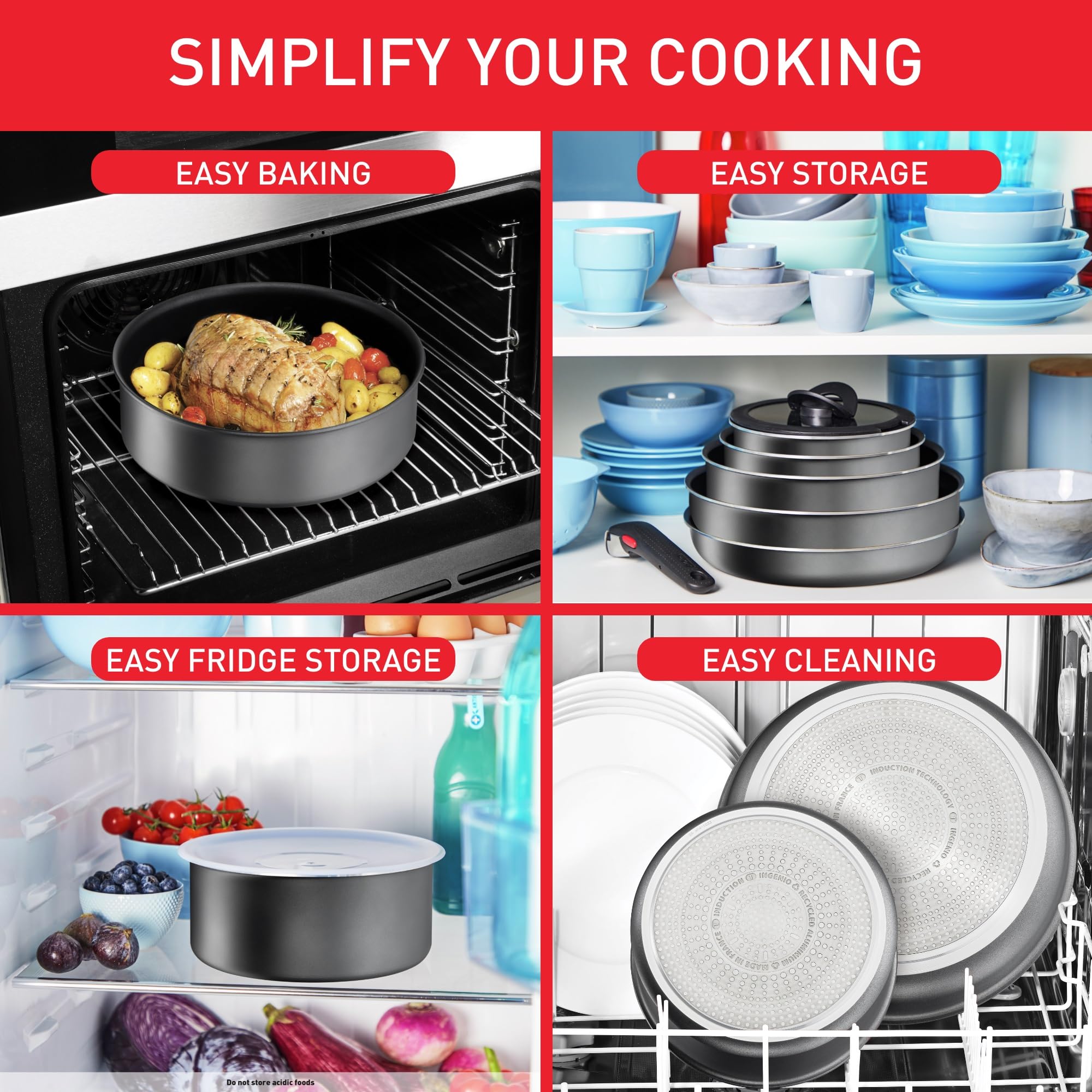 Tefal Ingenio Daily Chef 10-Piece Non-Stick Induction Cookware Set - 22cm & 26cm Frying Pans, 18cm & 20cm Saucepans, 24cm Sauté Pan with Hermetic Lids, Spatula & Removable Bakelite Handles - Perfect for Home Cooking, Meal Prep & Induction Stoves
