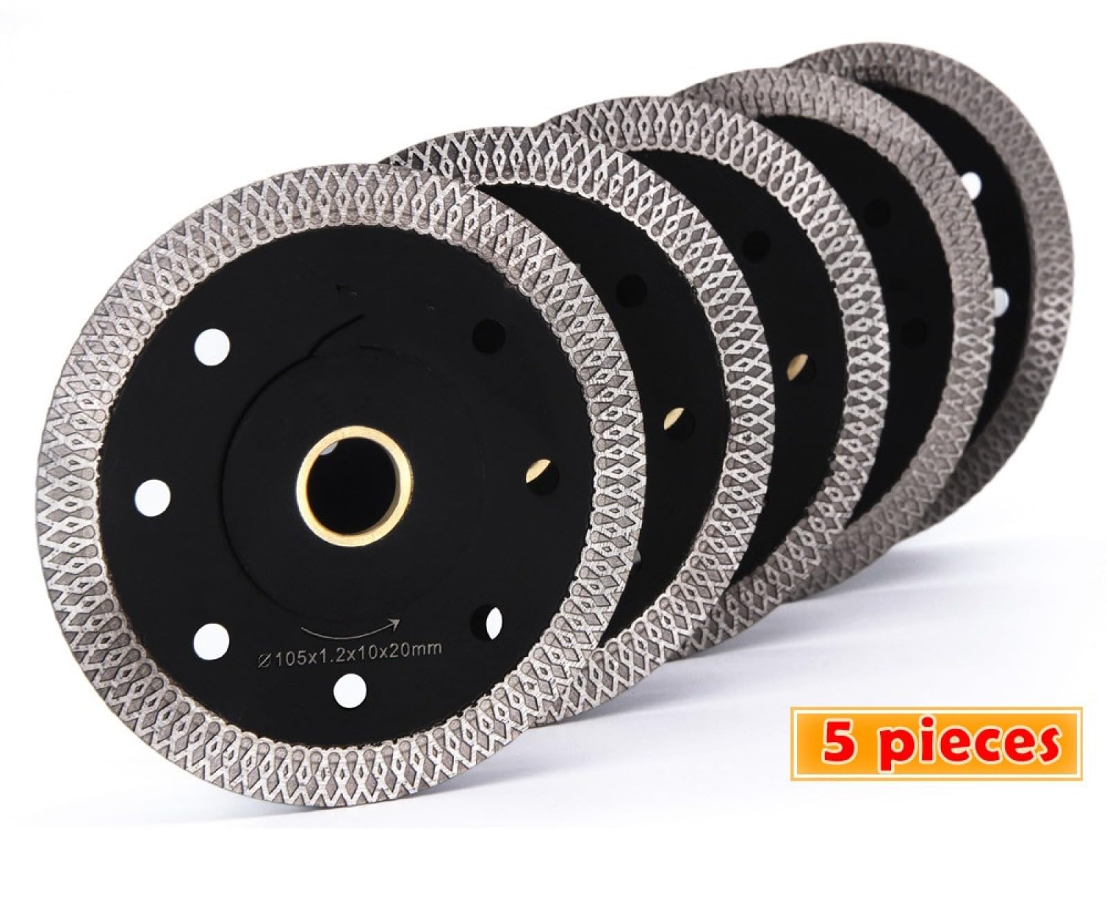 5pcs 4 Inch Turbo Diamond Saw Blades - Sintered Cutting Discs for Angle Grinder, Porcelain Tile, Ceramic & Stone Cutting - Perfect for DIY Projects, Home Renovation & Professional Construction Work