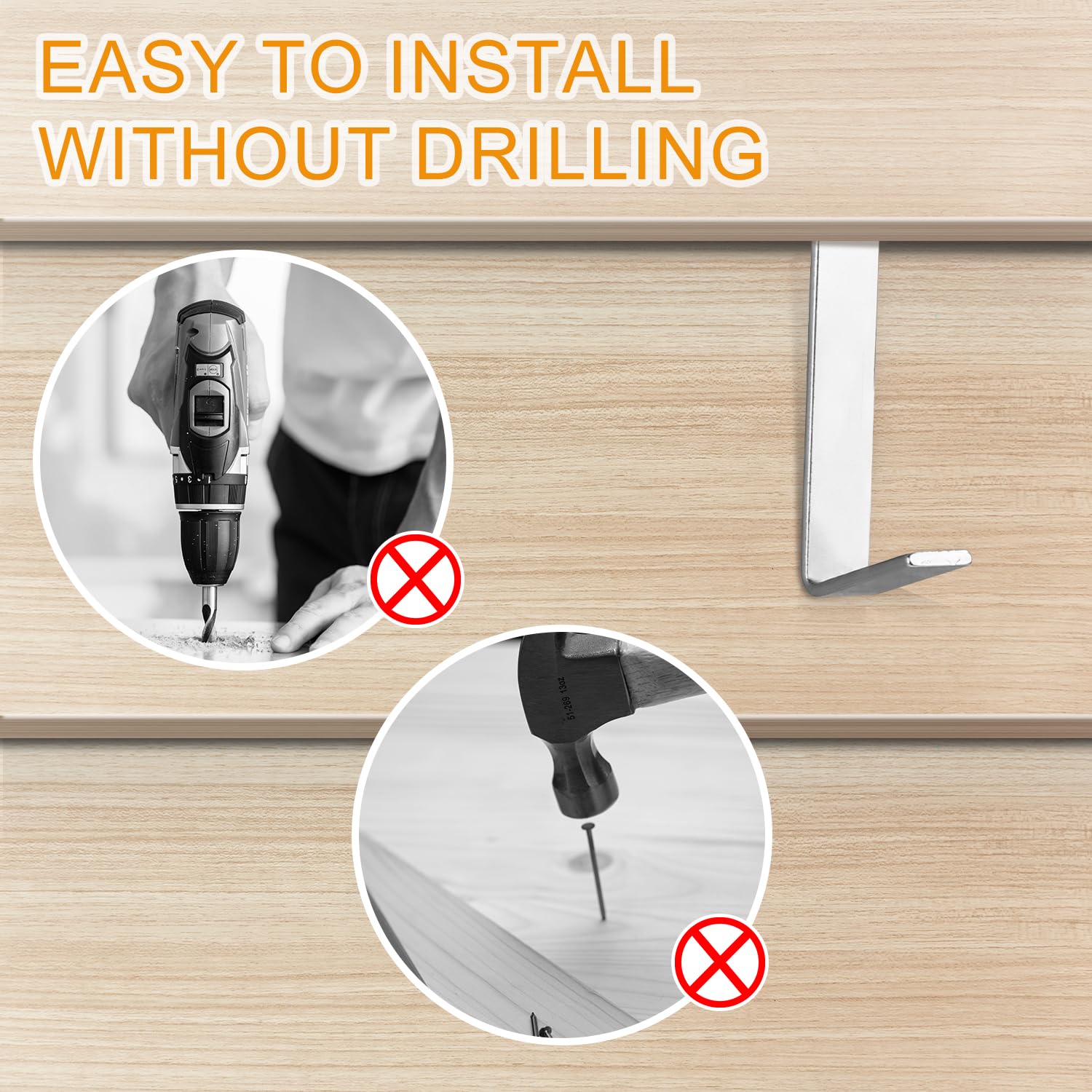 8-Pack No-Drill Aluminum Alloy Siding Hooks - Damage-Free Hanging Solution for Fiber Cement Board Siding (Includes Installation Tool) - Perfect for Outdoor Decor, Holiday Lights, and Garden Organization