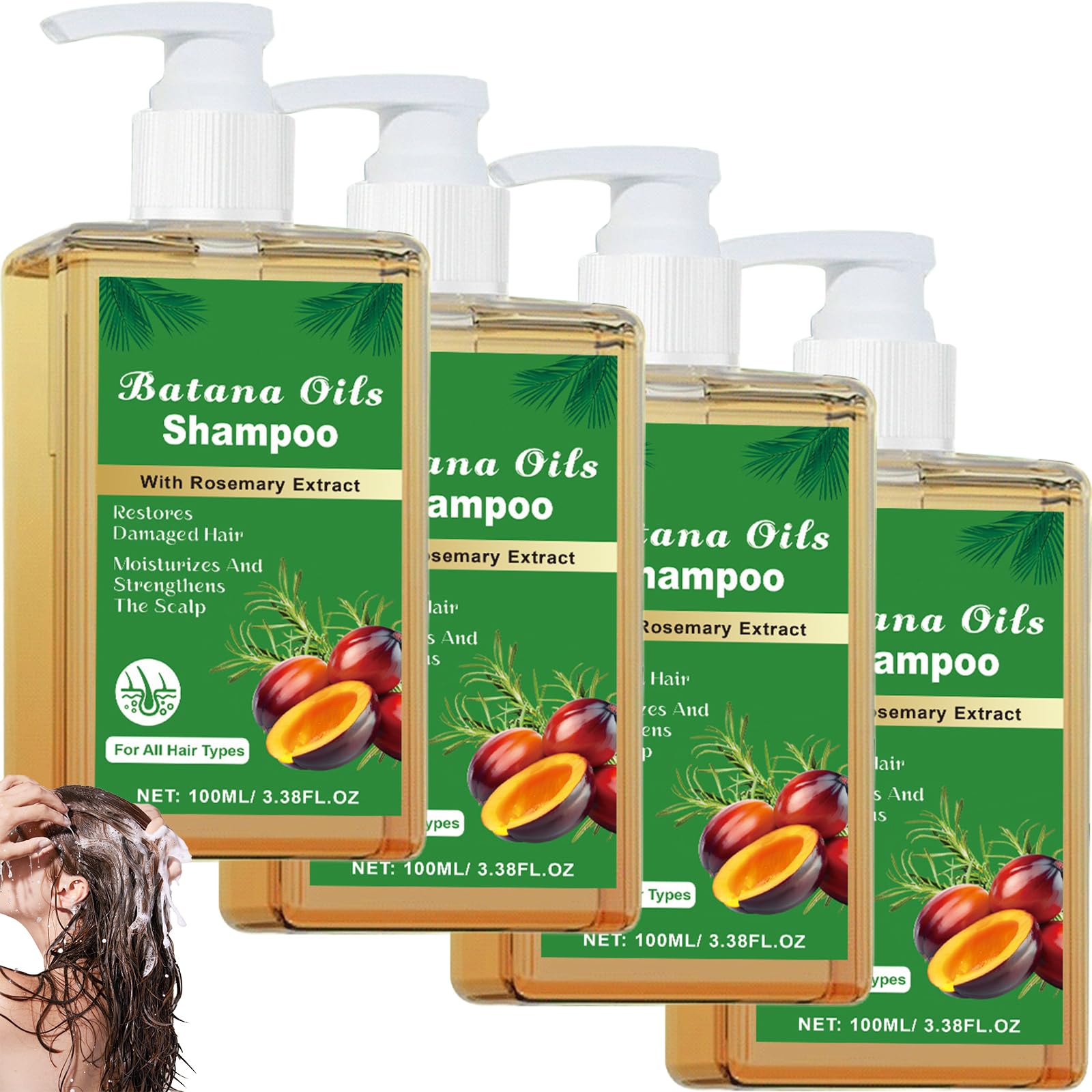 Batana Oil Shampoo for Hair Growth & Repair - 4 Pack | Natural Hair Care with Batana Oil | Perfect for Dry, Damaged Hair & Scalp Nourishment