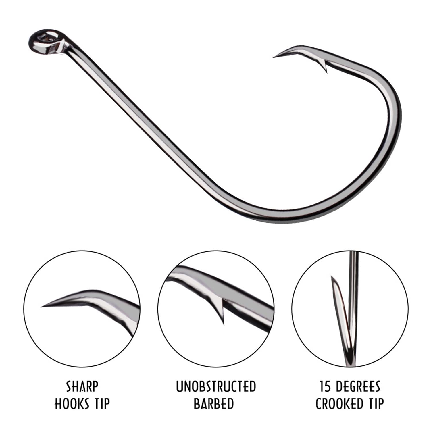 JOYGO FISHAN Fishing Hooks Kit - 50PCS High Carbon Steel Circle & Octopus Hooks for Saltwater Freshwater Fishing - Durable Catfish Bass Trout Hooks with Worm Keeper - Perfect for Deep Sea Shoreline Kayak Fishing