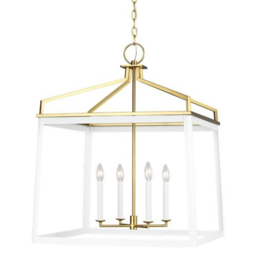 Carolyn Mixed Metal Linear Lantern - Modern Farmhouse Hanging Light Fixture for Porch, Patio & Entryway Decor