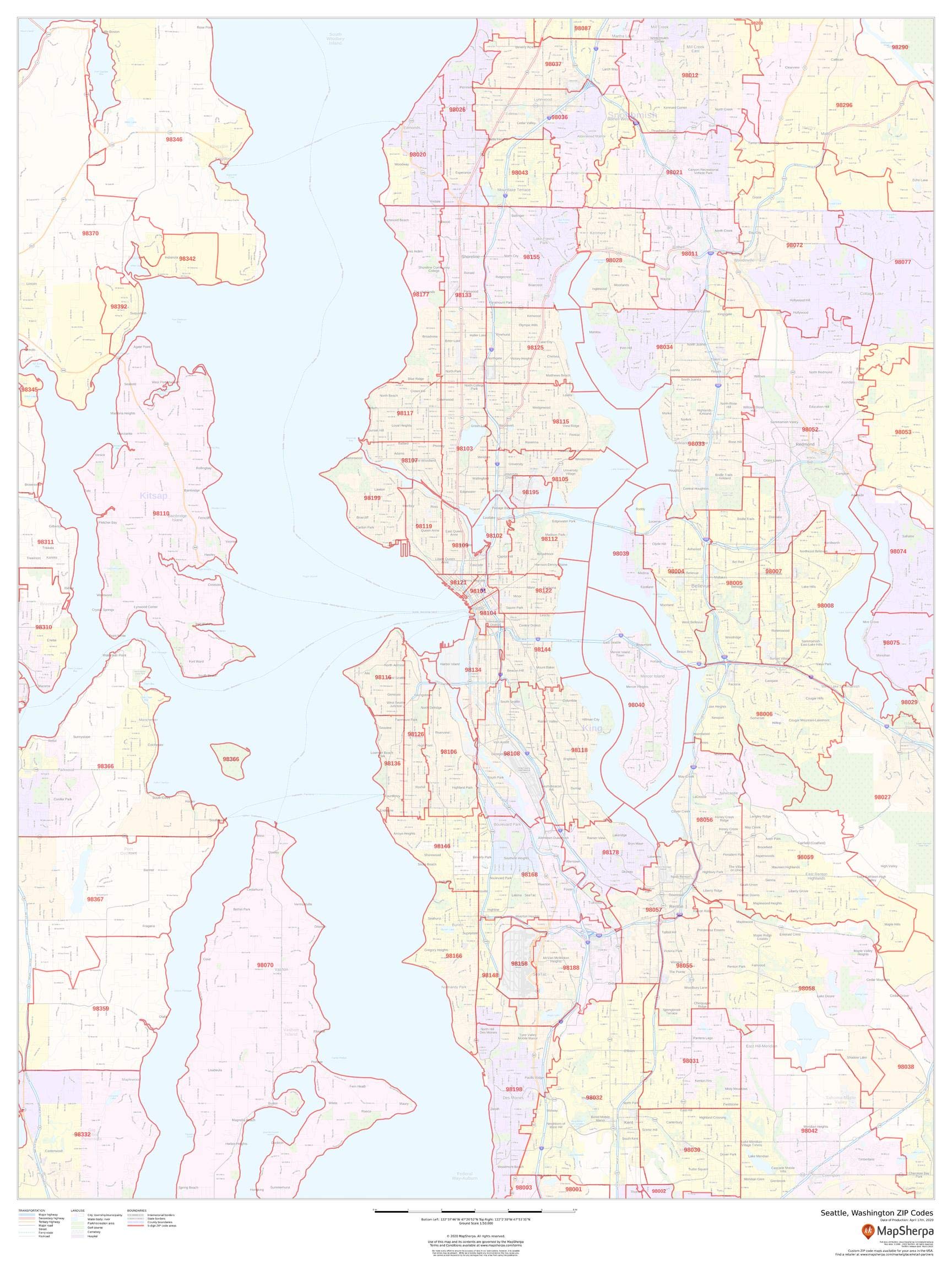 Seattle Washington Zip Code Map - 36