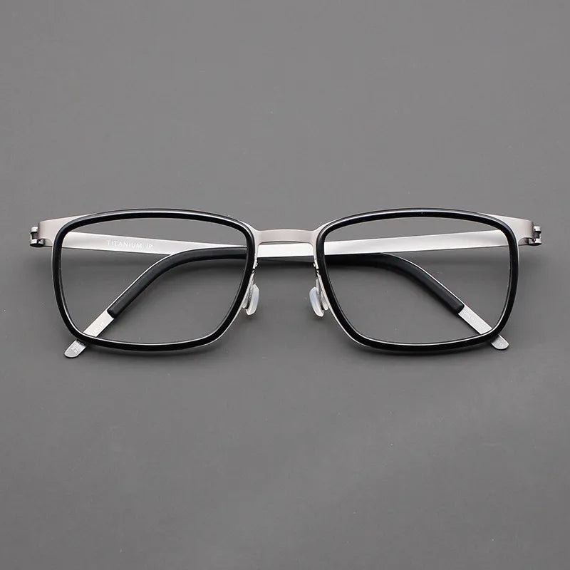 Stylish Unisex Black Titanium Acetate Rectangle Eyeglasses Frame 9711 - Perfect for Work, Reading & Fashion Accessories