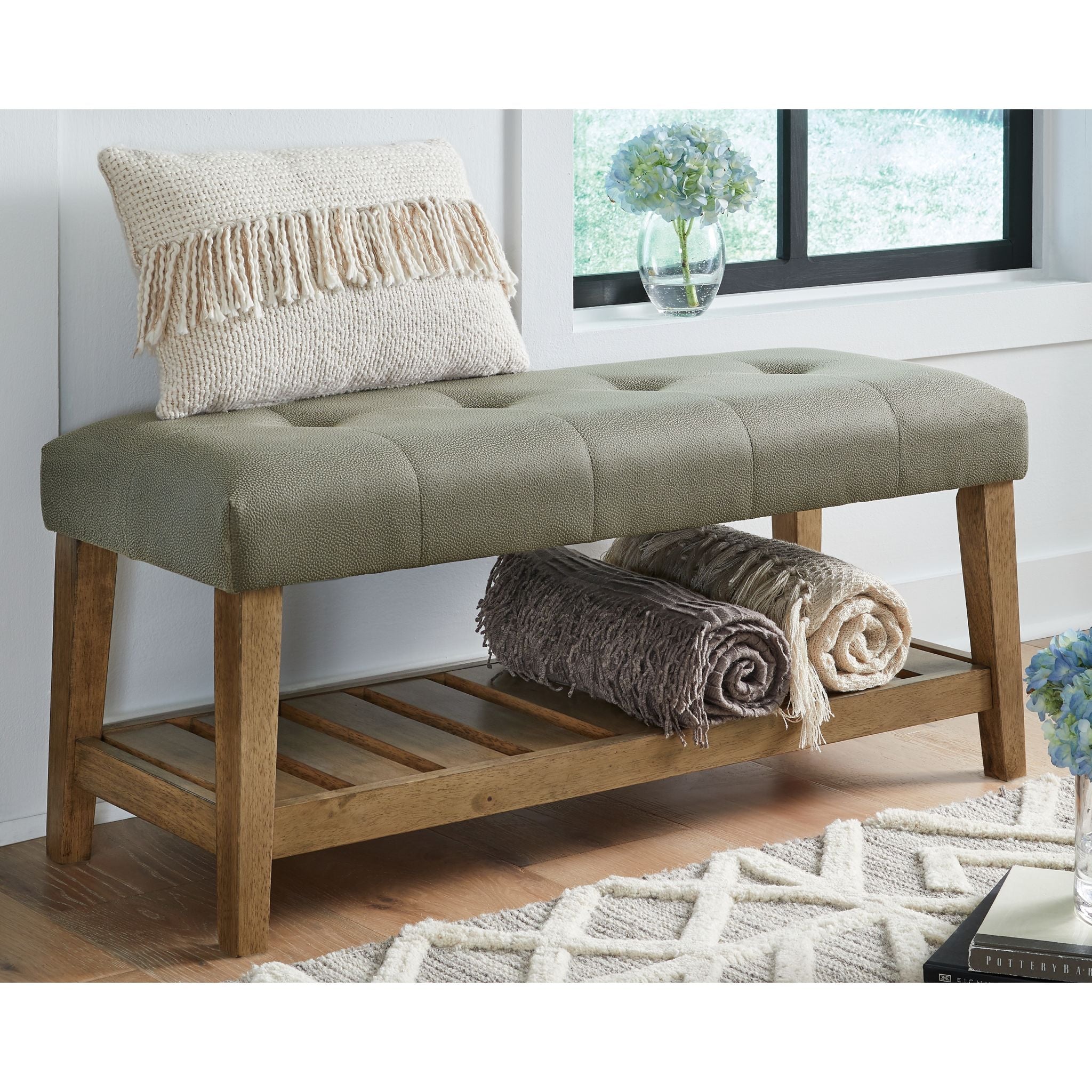 Caballero Bench - Modern Wooden Entryway Bench with Storage | Perfect for Hallway, Living Room & Bedroom | Durable & Stylish Home Decor
