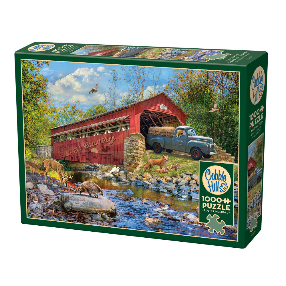 Cobble Hill Country Charm 1000 Piece Jigsaw Puzzle with Reference Poster - Perfect for Family Game Night & Relaxation