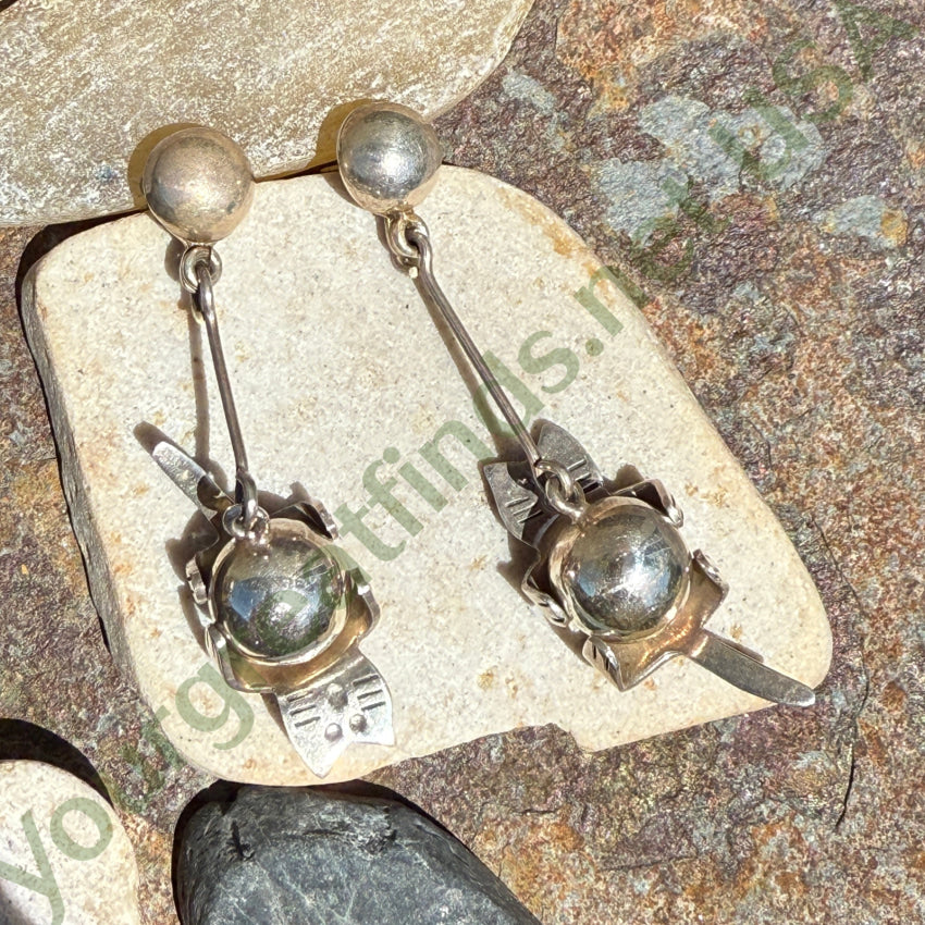 Vintage Sterling Silver Cat & Orb Pierced Post Earrings | Dainty Boho Jewelry for Women | Perfect for Parties, Date Nights & Gifts