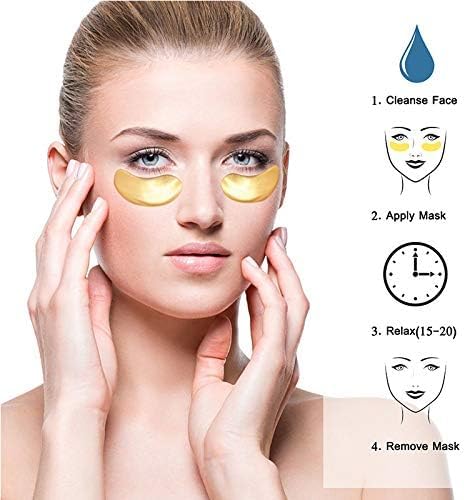 24K Gold Eye Treatment Masks 25 Pairs - Anti-Wrinkle & Dark Circle Therapy with Hyaluronic Acid, Under Eye Gel Pads for Puffiness & Firming - Hydrating Eye Care for Day & Night Use, Perfect for Spa, Travel & Home Skincare Routine