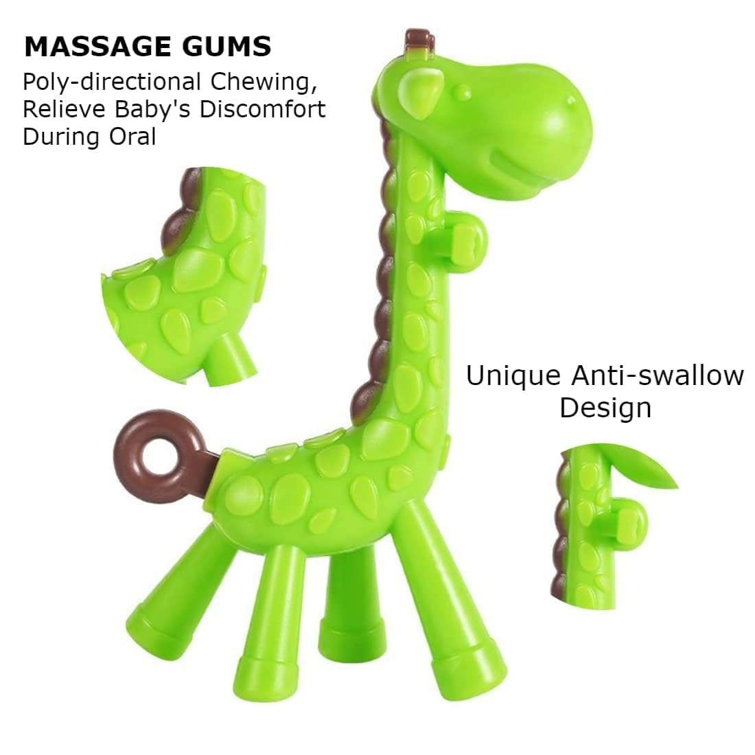Kritiu Giraffe Shape Teether and U Shape Toothbrush Set - BPA-Free Silicone Baby Teething Toy & Toothbrush for Infants 0-12 Months - Safe, Soft & Practical Oral Care Solution (Green & Blue) - Perfect for Soothing Sore Gums During Teething and Gentle Teeth Cleaning