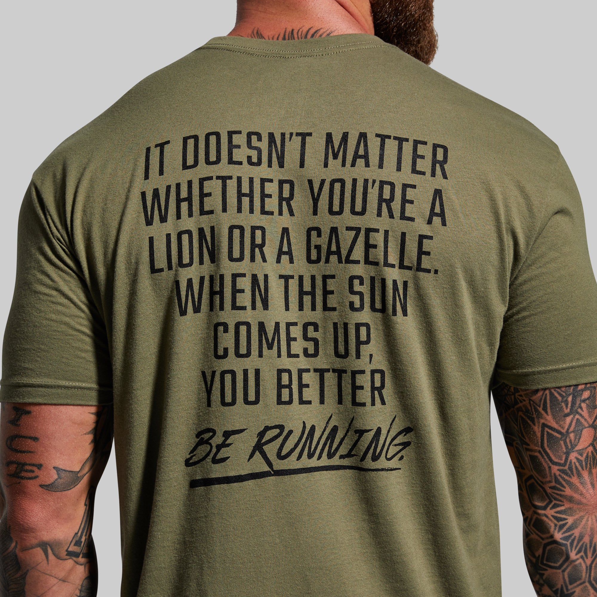 Modern Savage T-Shirt for Men - Military Green Cotton Tee - Casual Streetwear & Outdoor Adventure Shirt