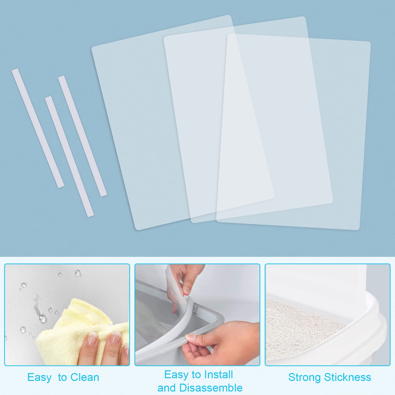 3 Pack Cat Litter Box Splash Guards - High Sided Reusable Pee Shields for Open Top Litter Pans, Anti-Splash Litter Box Accessories for Cleaner Floors (Litter Box Not Included) - Perfect for Small Spaces & Multi-Cat Homes