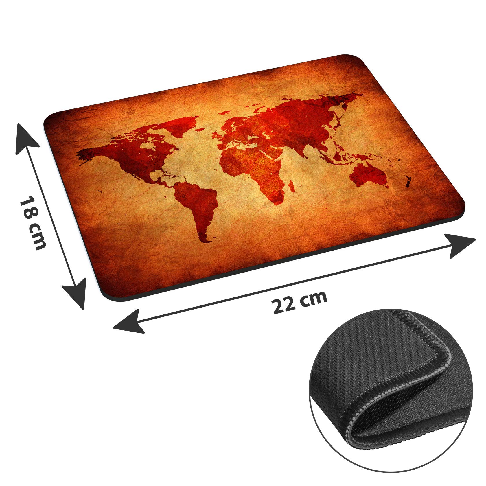 Premium Brown World Map Design Mouse Pad - Non-Slip Rubber Base, Large Gaming & Office Desk Mat - Perfect for Work, Gaming & Home Office Setup