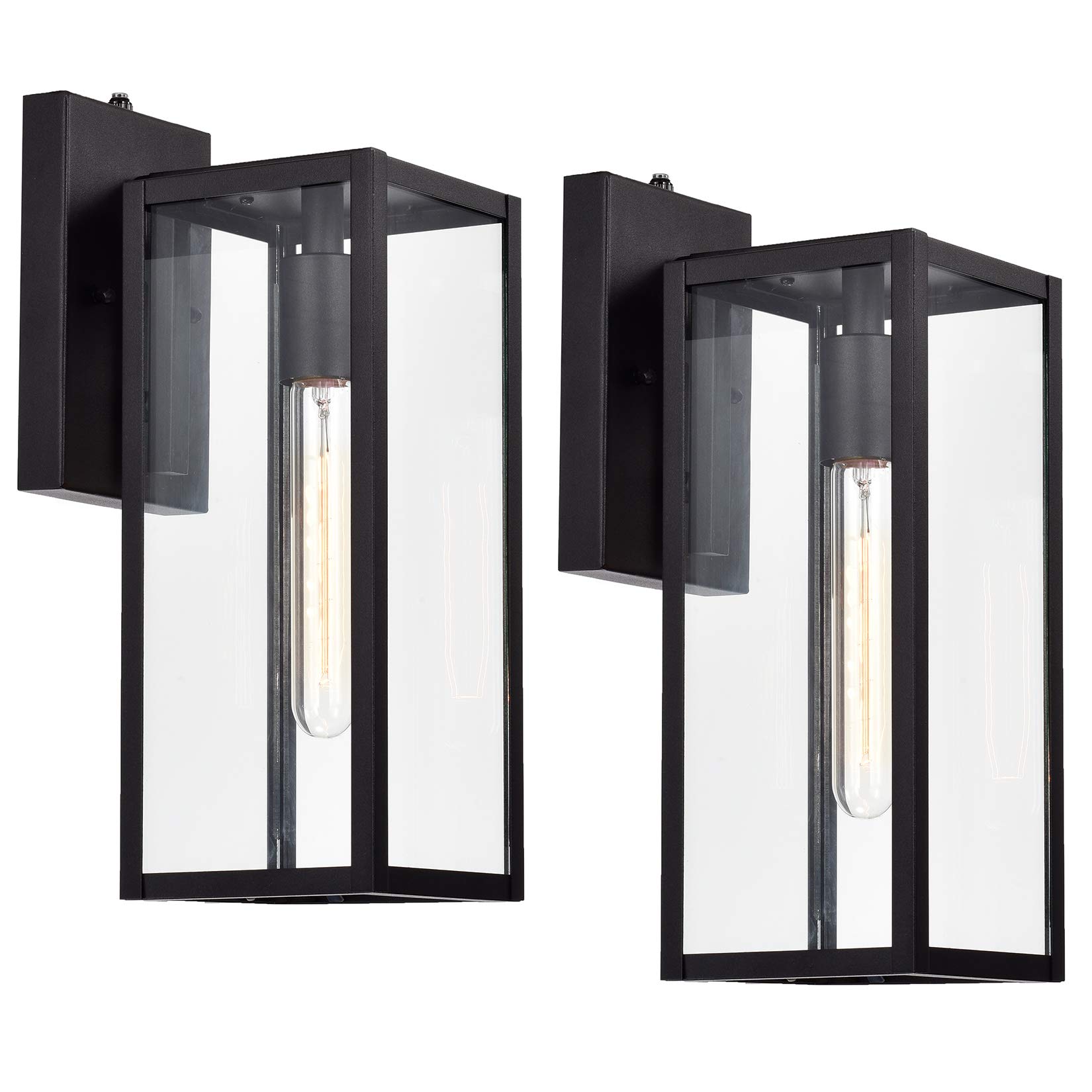 MICSIU Dusk to Dawn Outdoor Wall Sconce 2 Pack - 14.5 Inch Black Exterior Wall Mount Light Fixtures for Farmhouse, Garage, Porch, Patio | Weatherproof & Energy Efficient Outdoor Lighting for Home Security & Curb Appeal