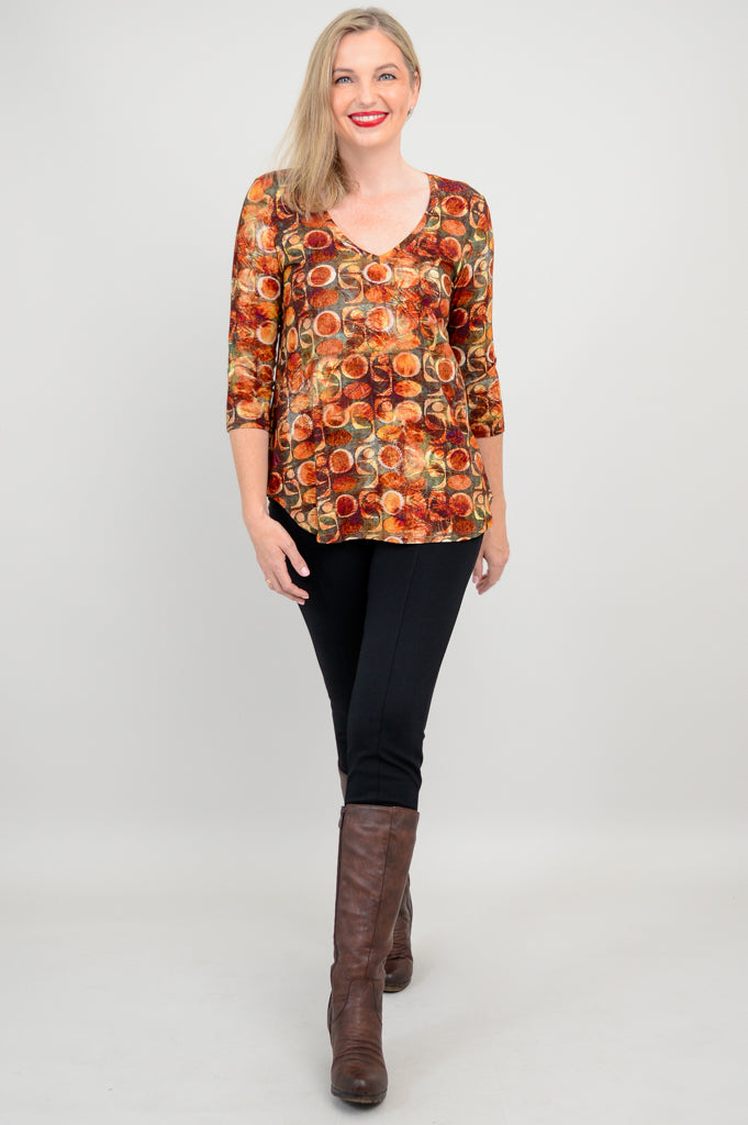 Jackie 3/4 Sleeve Women's Blouse - Walnut Brown Bamboo Fabric - Perfect for Casual Wear & Office Outfits