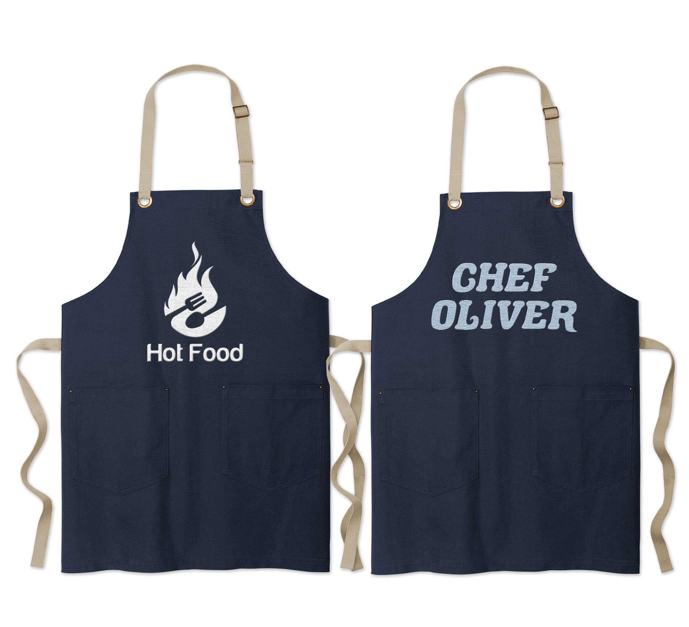 Custom Embroidered Kitchen Apron with Name - Chef Baking Cooking Gift for Home & Restaurant Use