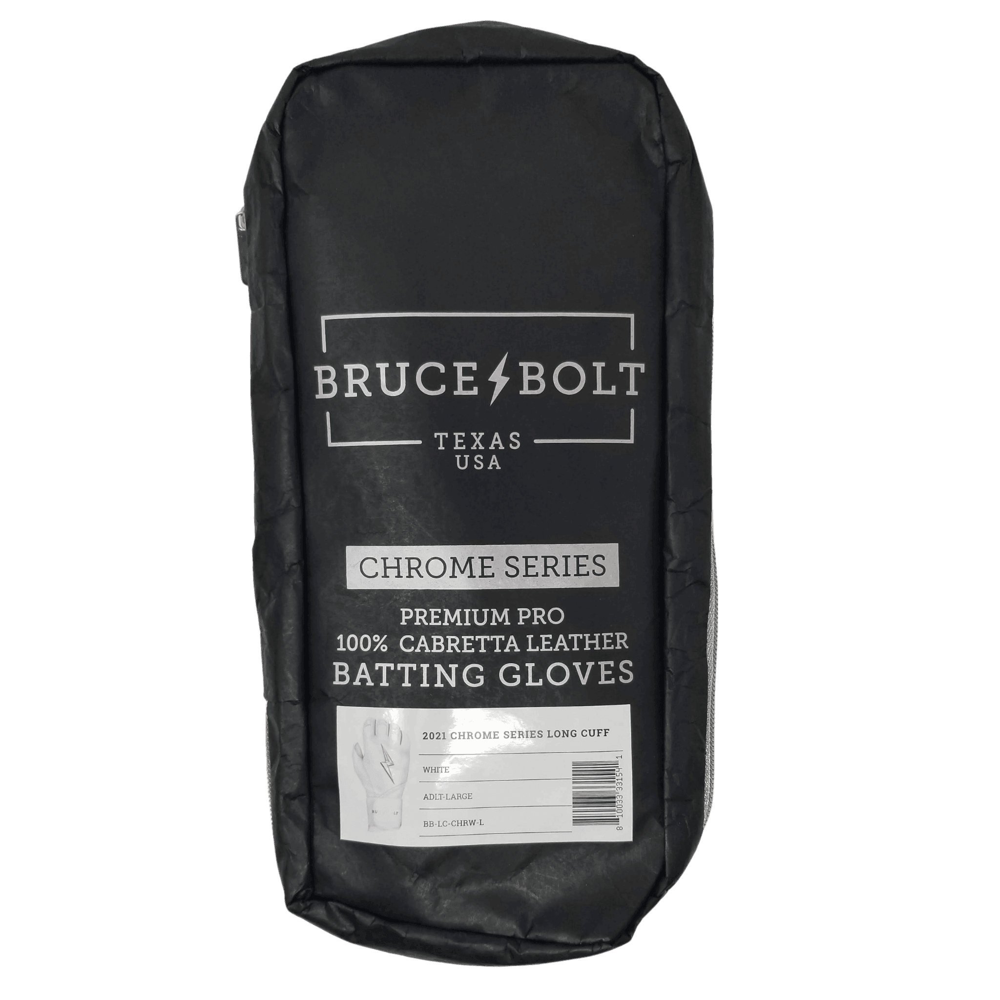 Bruce Bolt PREMIUM PRO Chrome Series Long Cuff Batting Gloves for Baseball & Softball - White | Durable Grip, Enhanced Protection & Comfort | Ideal for Training, Games & Competitive Play