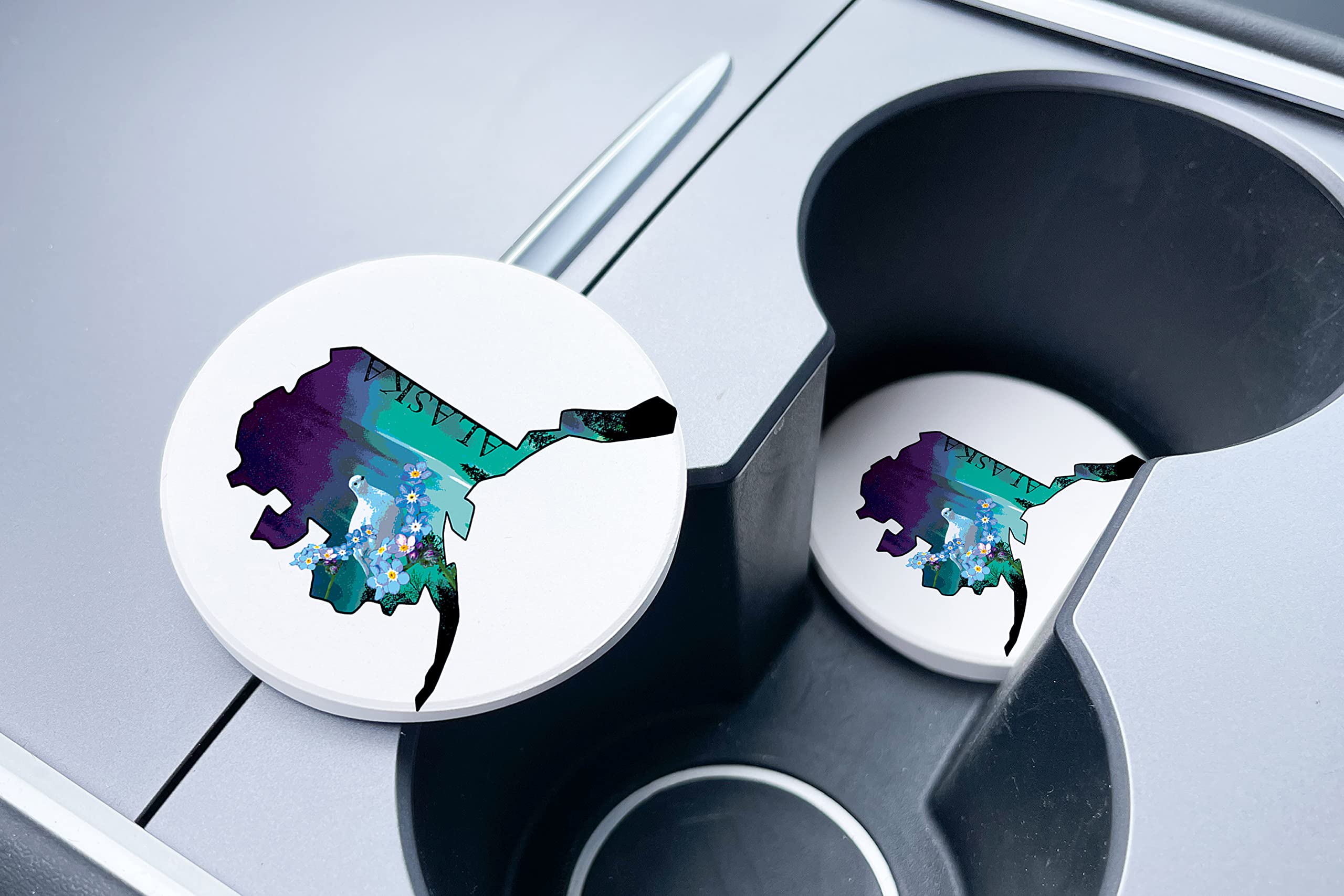 2 Pack Absorbent Ceramic Car Coasters Set - 2.65