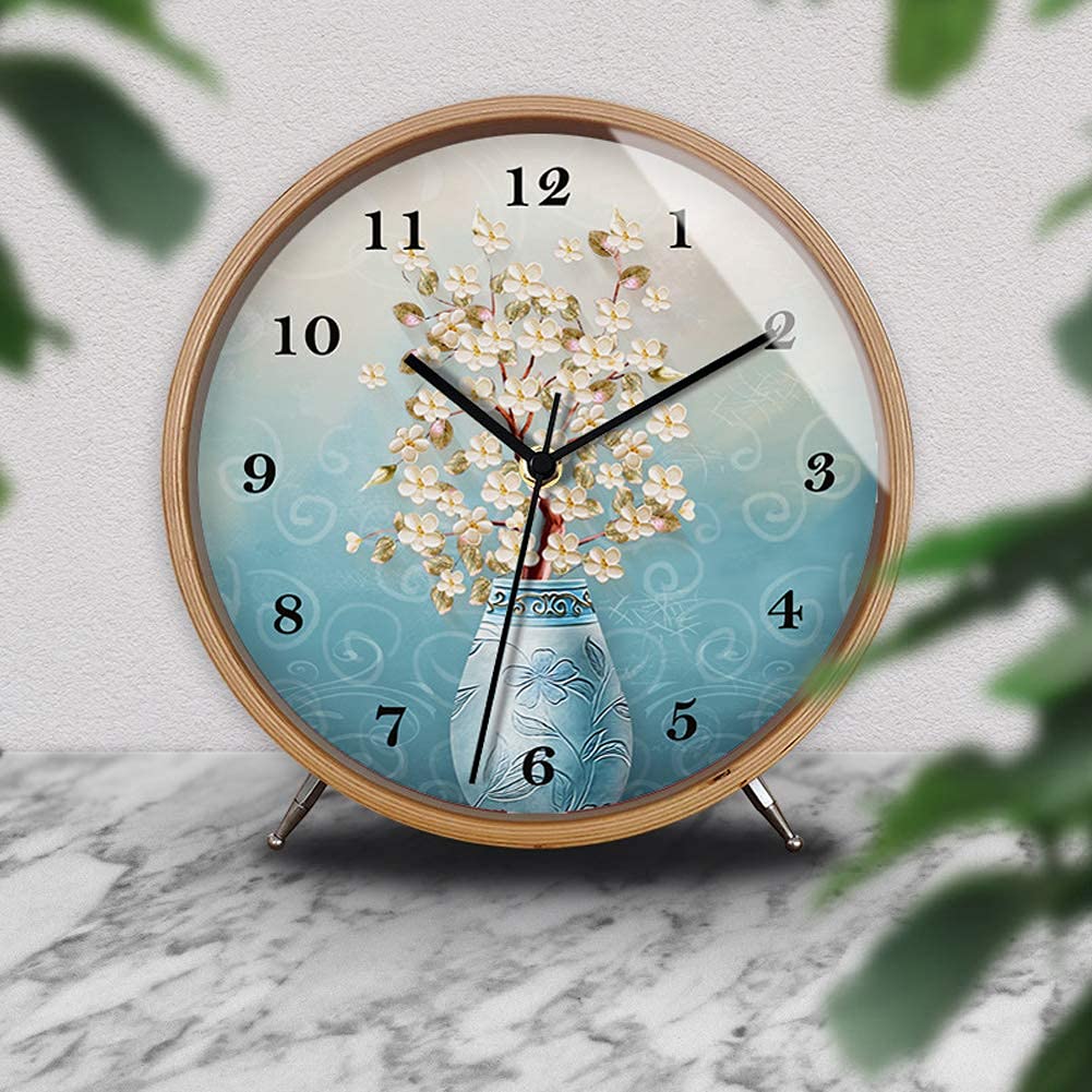 MLSJM Large Silent Wall Clock - Vintage Metal Decorative Table Clock with HD Glass & Large Numerals, Battery Operated Non-Ticking Alarm Clock for Living Room, Bedroom, Office Decor