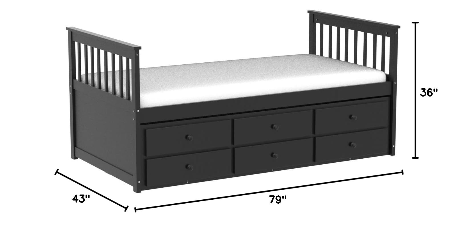 DORTALA Twin Size Trundle Bed with Storage Drawers - Wooden Daybed Frame for Boys, Girls & Adults - No Box Spring Needed - Modern Espresso Captains Bed - Perfect for Bedroom, Guest Room & Small Spaces