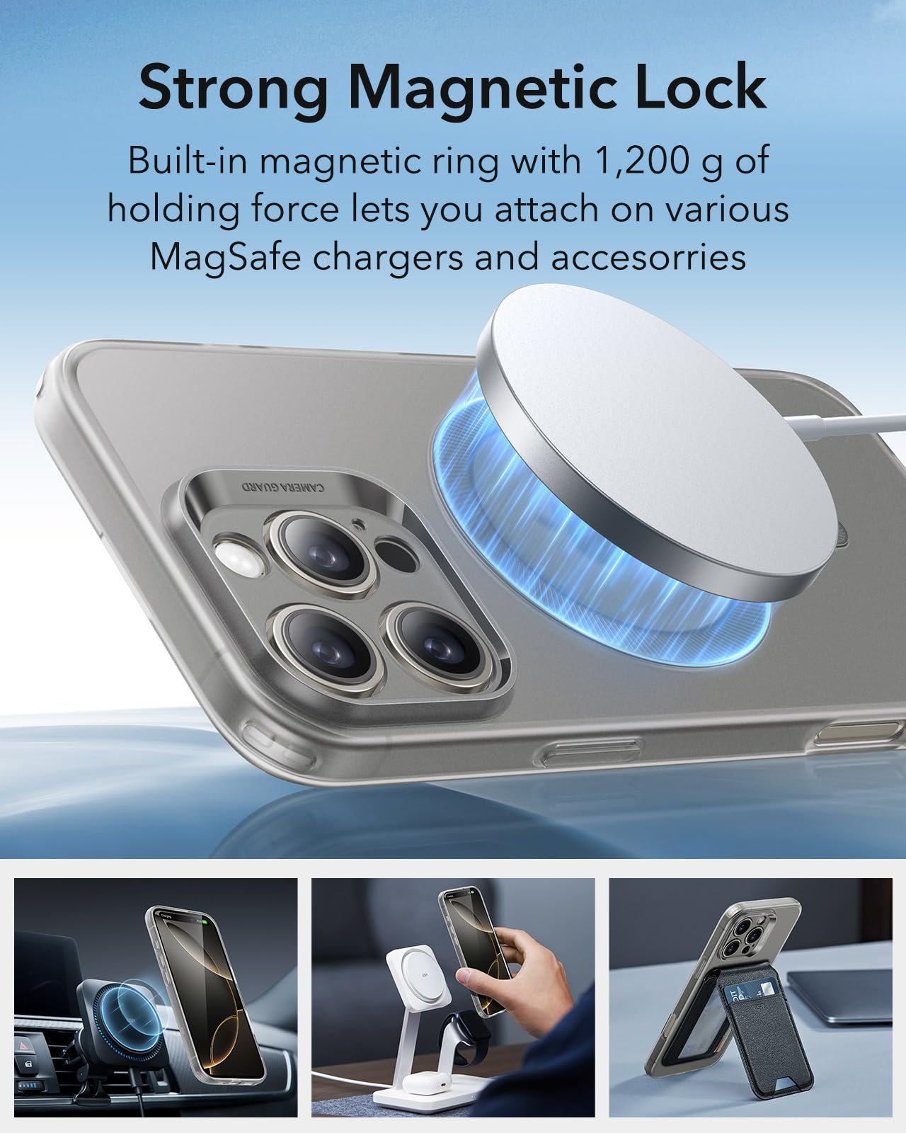 ESR iPhone 16 Pro Max Case with MagSafe - Slim Shockproof Cover with Camera Protection | Anti-Yellowing & Scratch-Resistant Magnetic Phone Case | Perfect for Daily Use, Travel & Outdoor Activities (Zero Series, Frosted Grey)