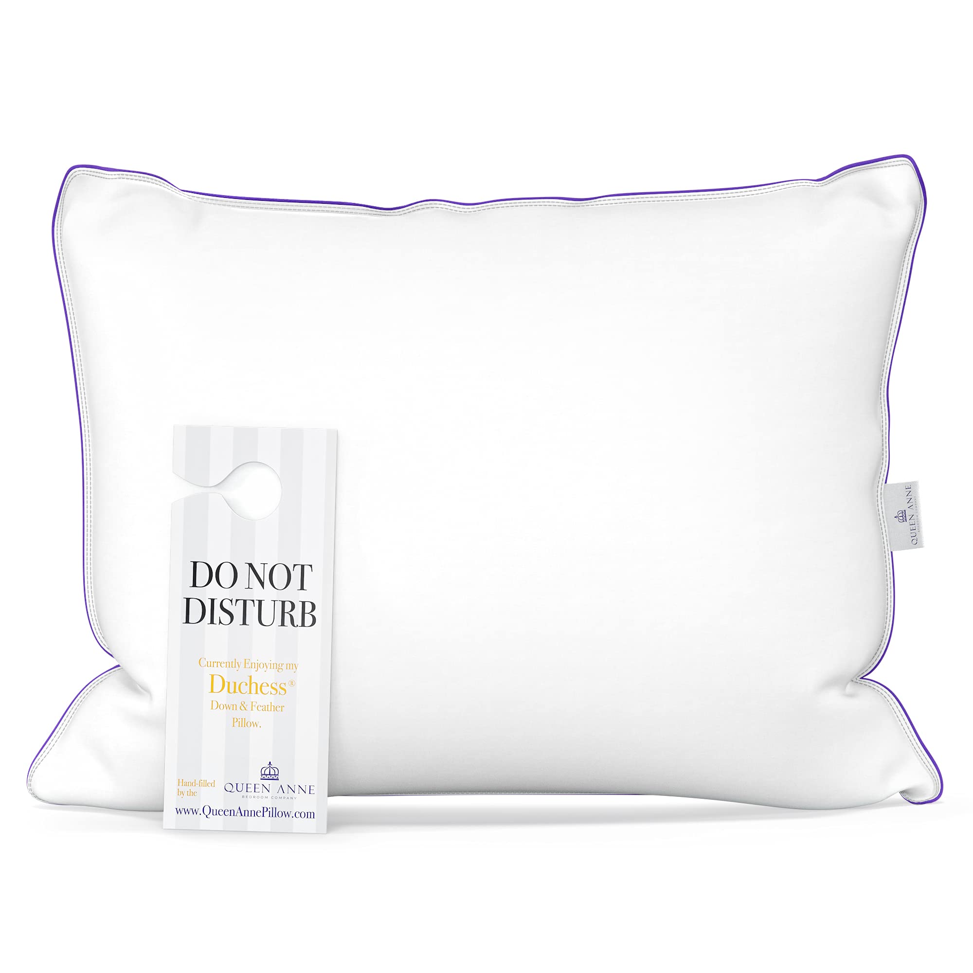 25% Down + 75% Feather Luxury Pillow - Premium Goose & Duck Down Blend Pillow for Back, Side & Stomach Sleepers - Queen Size Soft Pillow for Ultimate Comfort - Perfect for Bedroom, Guest Room & Hotel Use