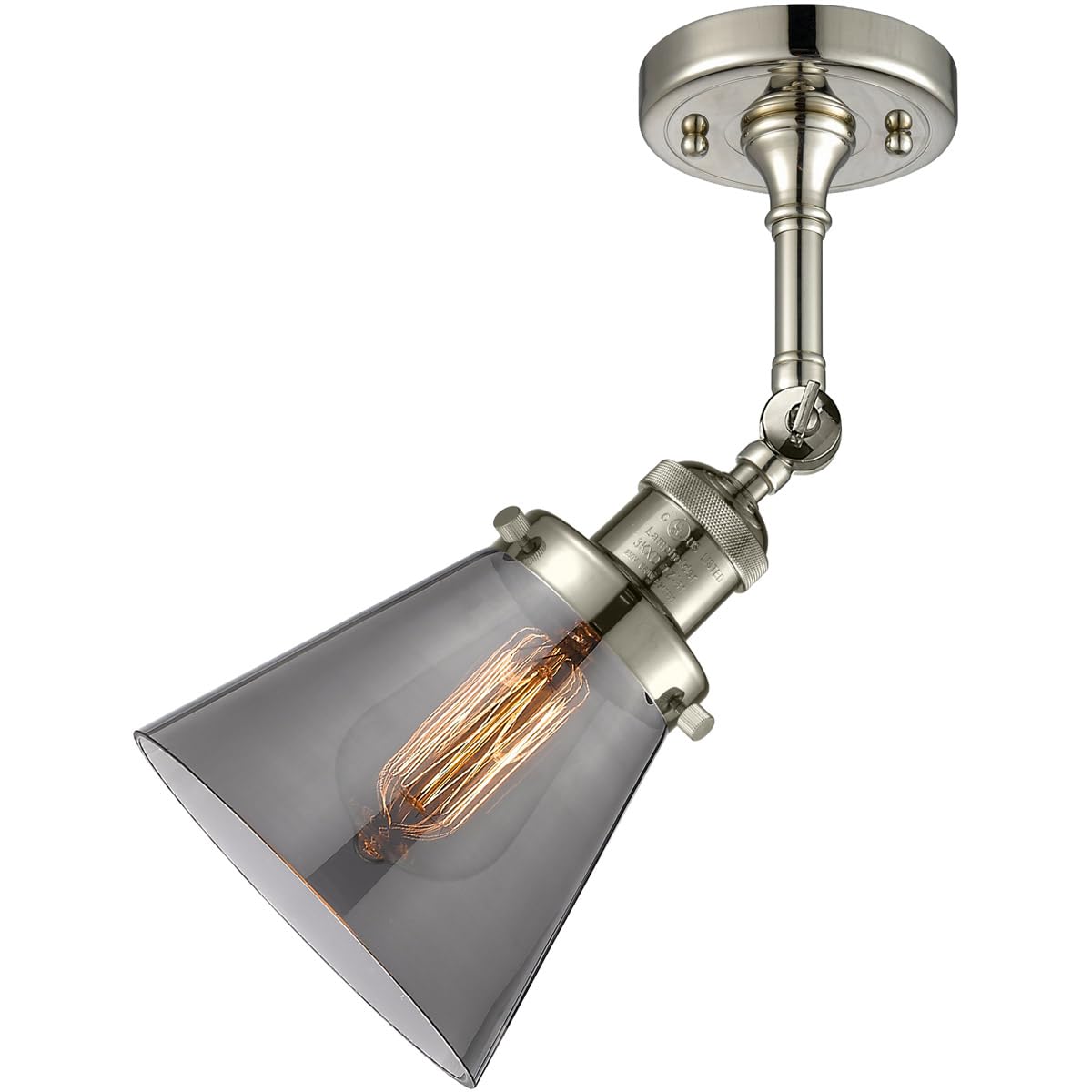 Innovations 201F-PN-G63-LED Semi-Flush Mount Ceiling Light Fixture - Polished Nickel Finish, Energy Efficient LED Lighting for Bedroom, Kitchen, Hallway & Living Room
