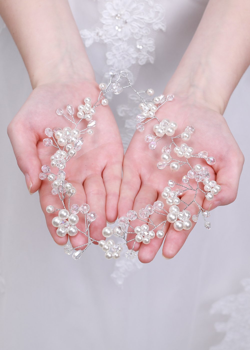 Kercisbeauty Crystal Wedding Tiara Hair Vine - Elegant Bridal Hair Accessory with Long Rhinestones for Bride, Bridesmaids, Prom, Pageant and Special Occasions