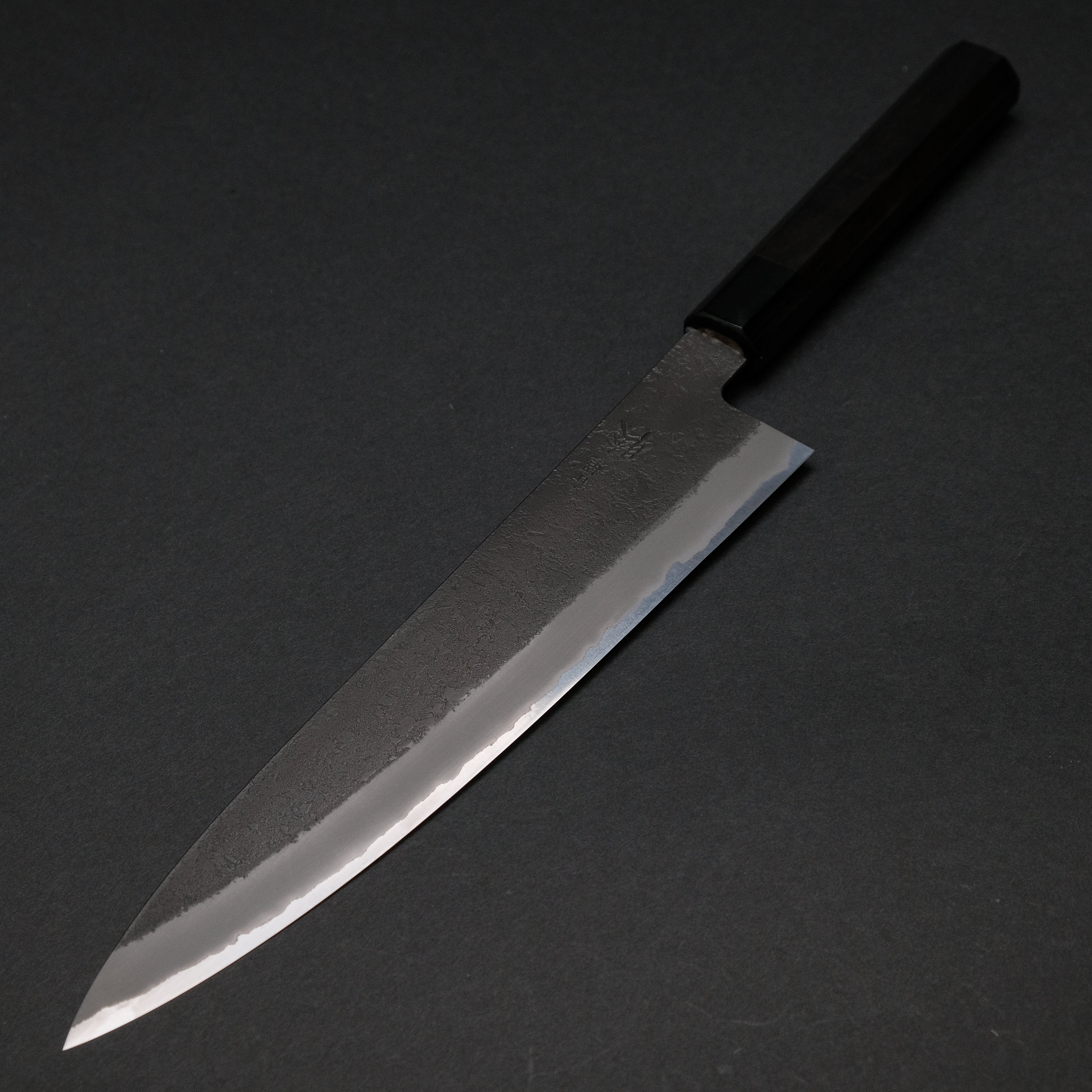 Premium Mutsumi Blue Super Kurouchi Nashiji Gyuto Chef Knife 240mm - Handcrafted Japanese Kitchen Knife with Ebony Wood Handle - Perfect for Sushi, Meat Cutting & Professional Cooking