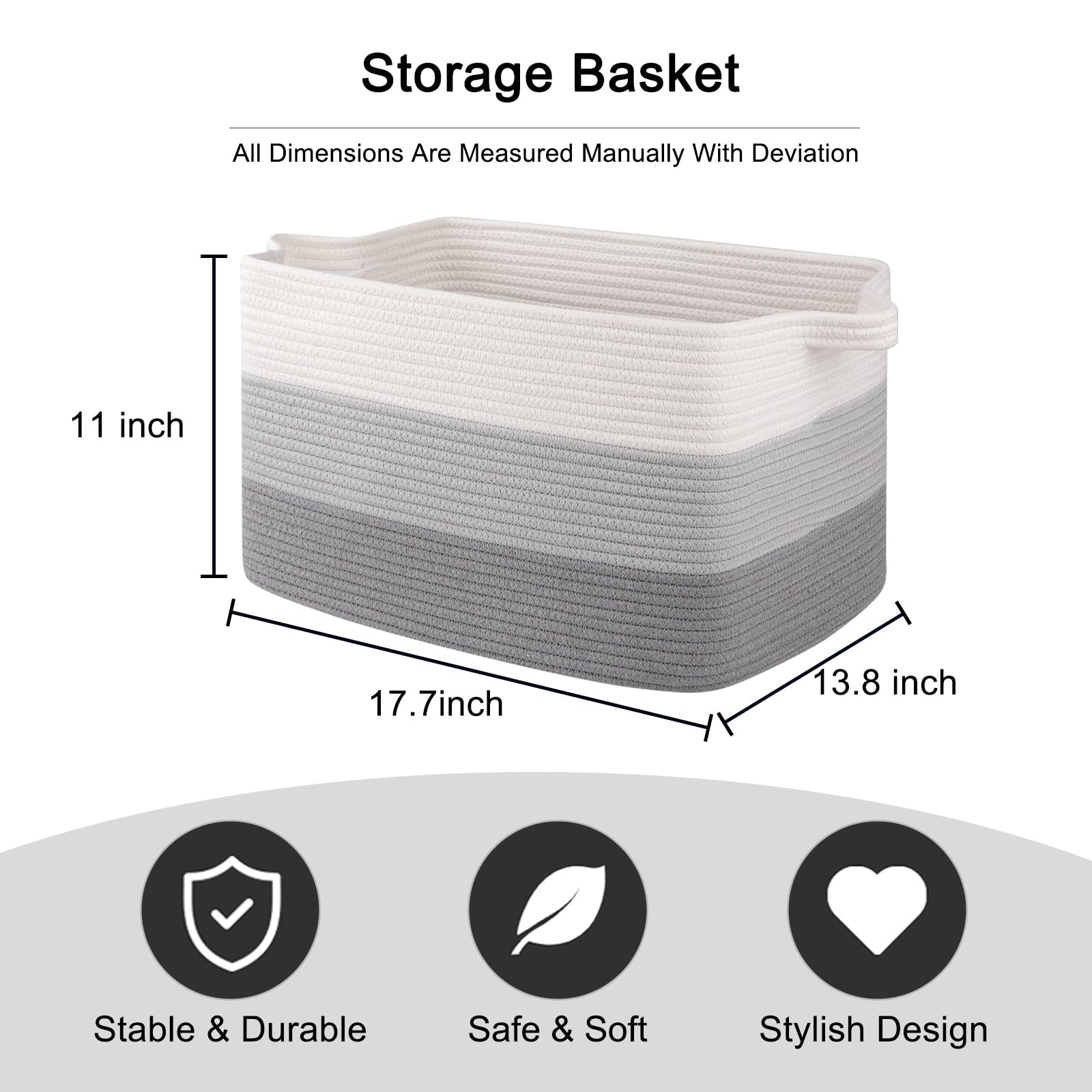 OIAHOMY Cotton Rope Storage Basket - 17.7