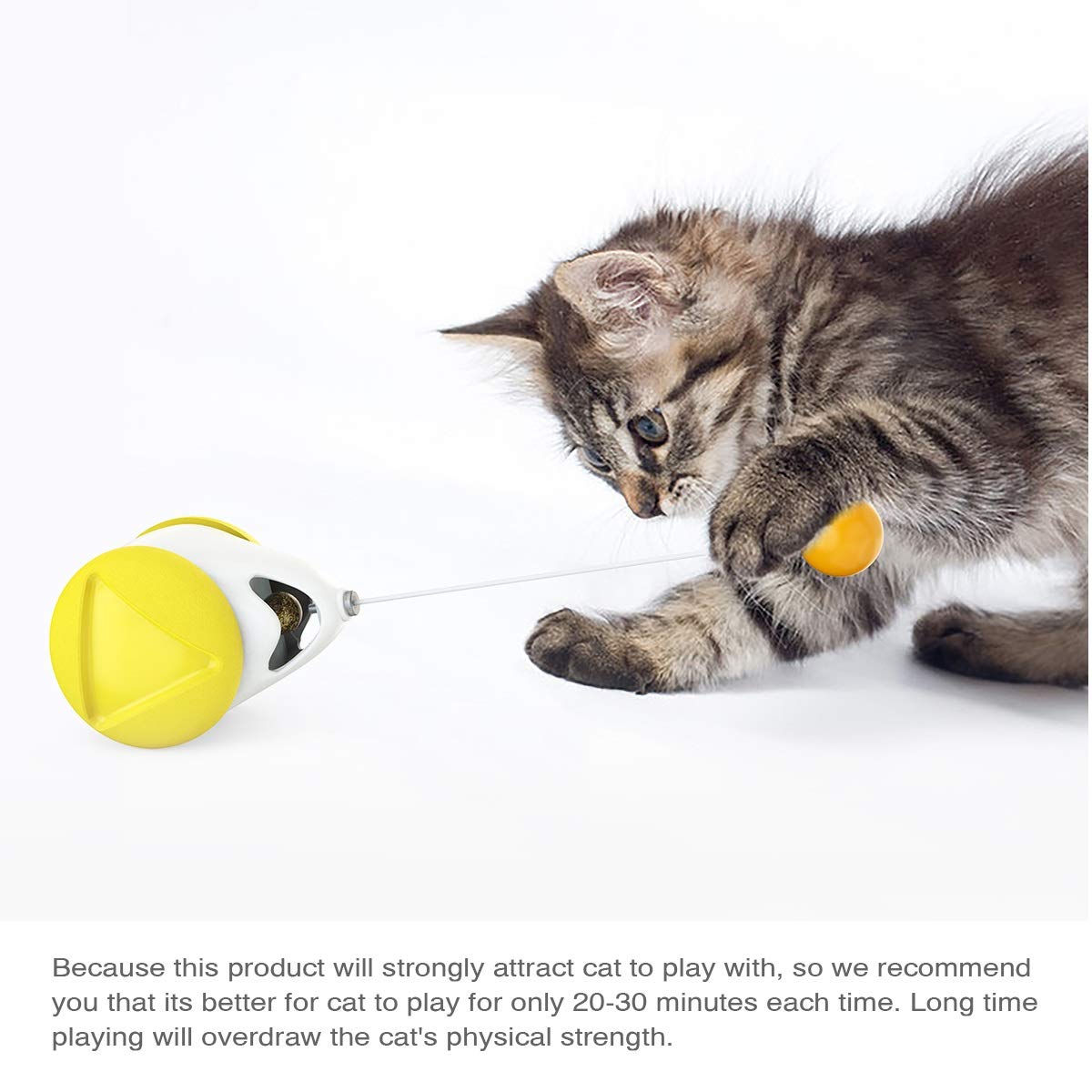 Interactive Catnip Ball Toy for Indoor Cats - 360° Self-Rotating Chaser & Balance Swing Car Toy (Yellow) | Fun Exercise & Stress Relief for Kittens & Adult Cats