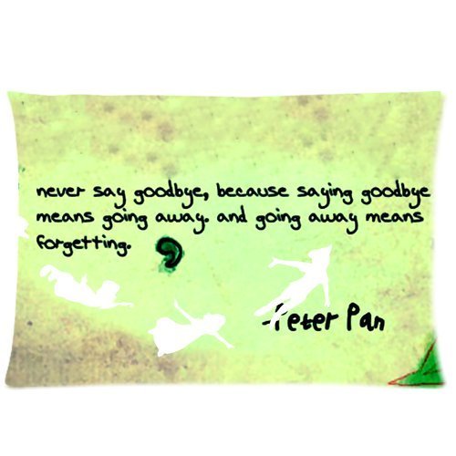 Custom Peter Pan Rectangle Pillow Cover 20x30 Inches - Personalized Quote Pillowcase for Kids Room, Nursery Decor & Gift Idea - Standard Size Single Side Printed