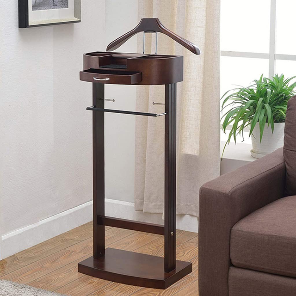 Premium Suit Valet Stand with Shelves & Drawer - Heavy Duty Freestanding Clothes Hanger for Men & Women - Perfect for Bedroom, Living Room, Hotel & Office Organization