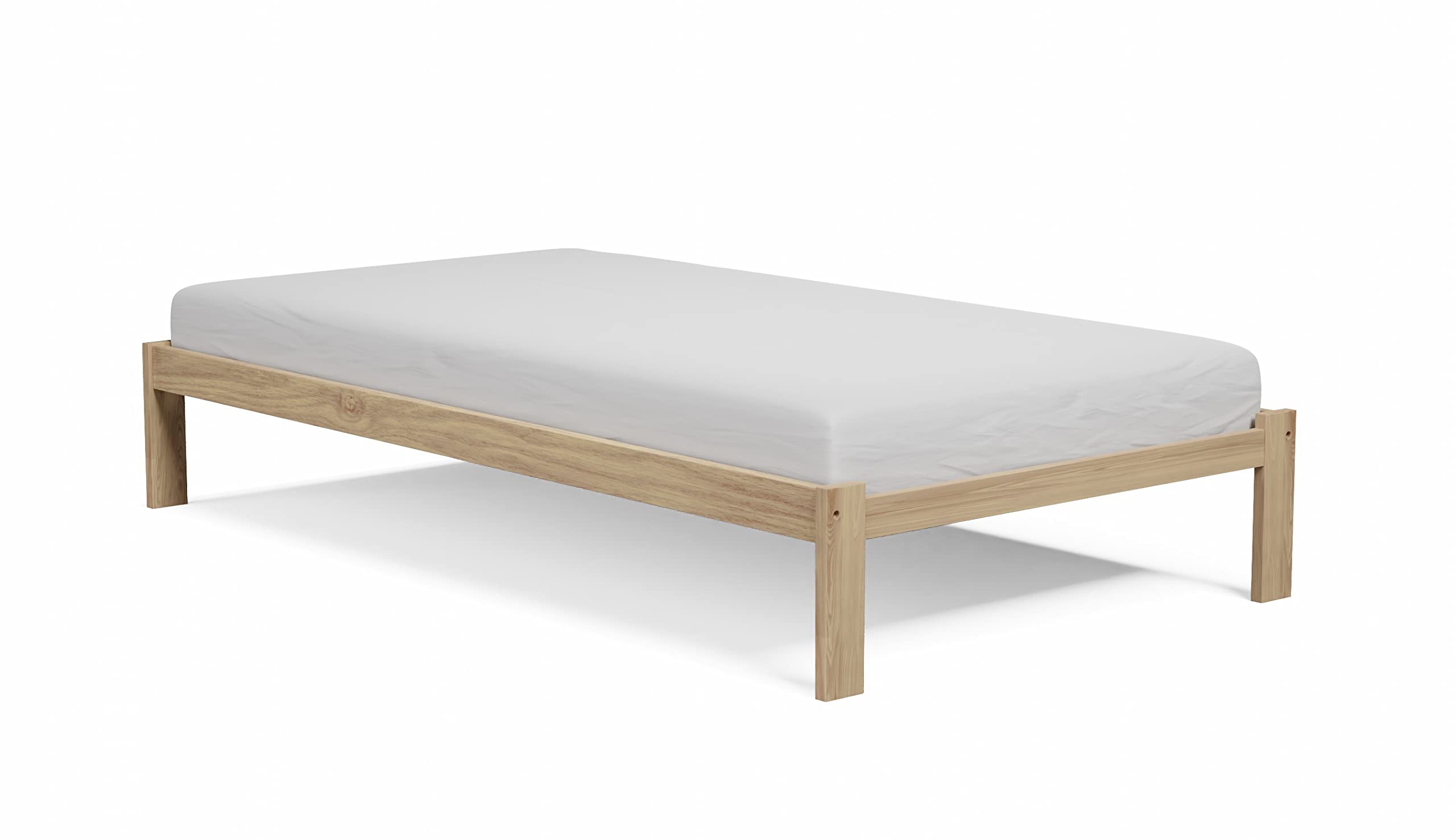 Solid Pine Wood Twin XL Bed Frame - Unfinished Wooden Platform Bed with Slats for Mattress Support, No Box Spring Needed - Perfect for Teens, Kids Bedroom, Boys & Girls Room, Dormitory, and Guest Room