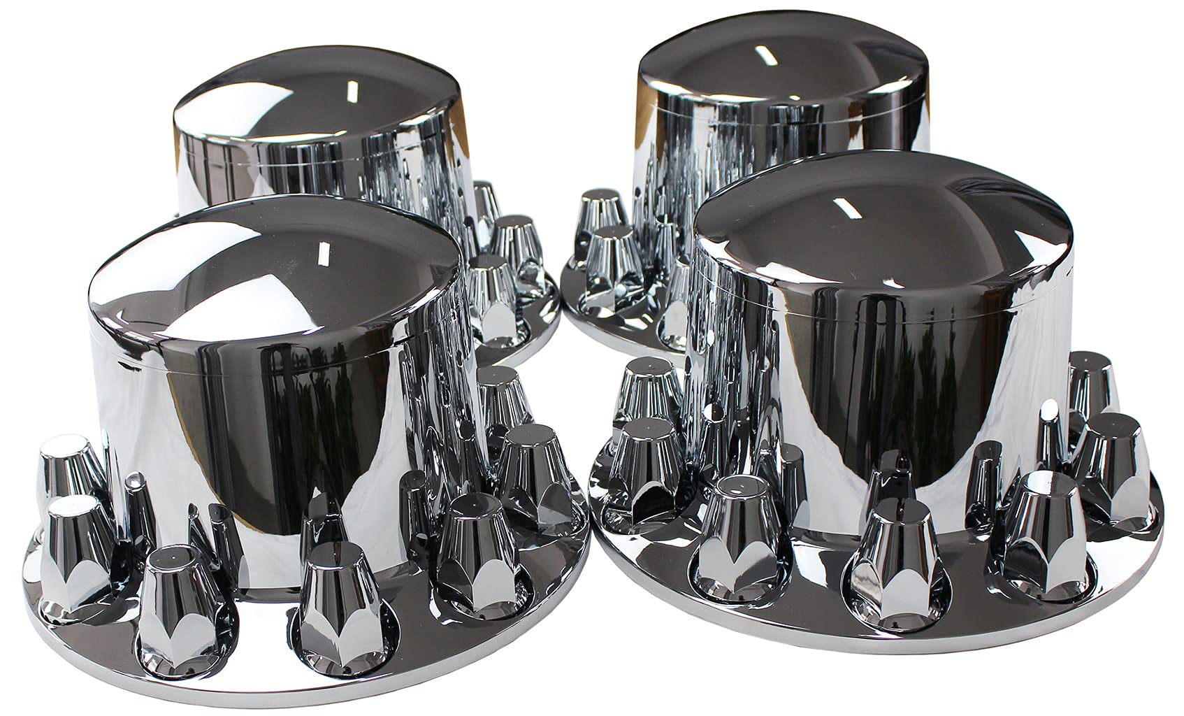 ABS Chrome Plastic Complete Axle Cover Kits with 33mm Thread-on Nut Covers for Semi Trucks - Heavy Duty Wheel Protection (Set of 4) - Perfect for Truck Maintenance & Fleet Upgrades