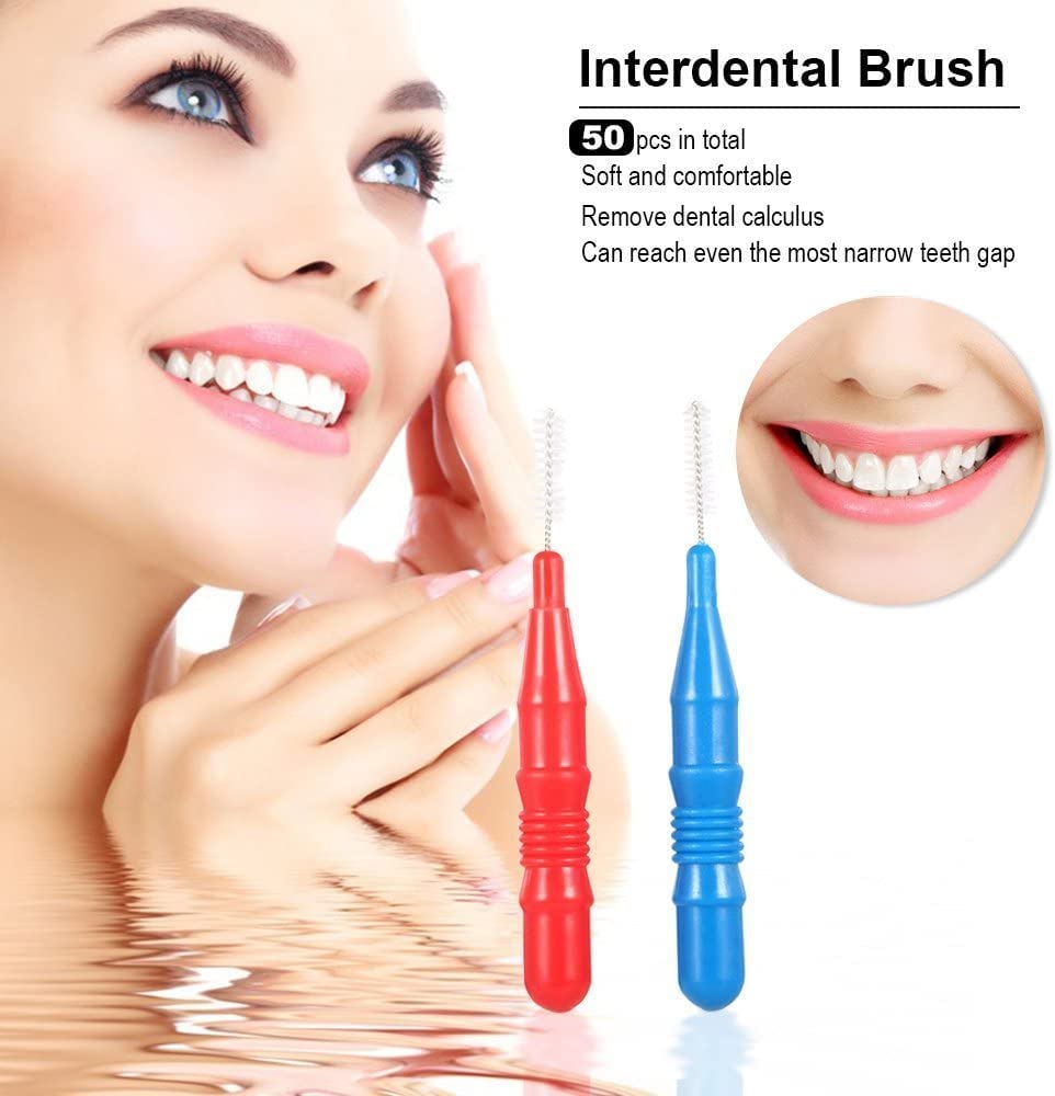 SGerst 50-Pack Interdental Brushes for Teeth Cleaning - Floss Picks & Dental Brushes for Gaps Between Teeth - Perfect for Travel, Braces, and Oral Hygiene Care
