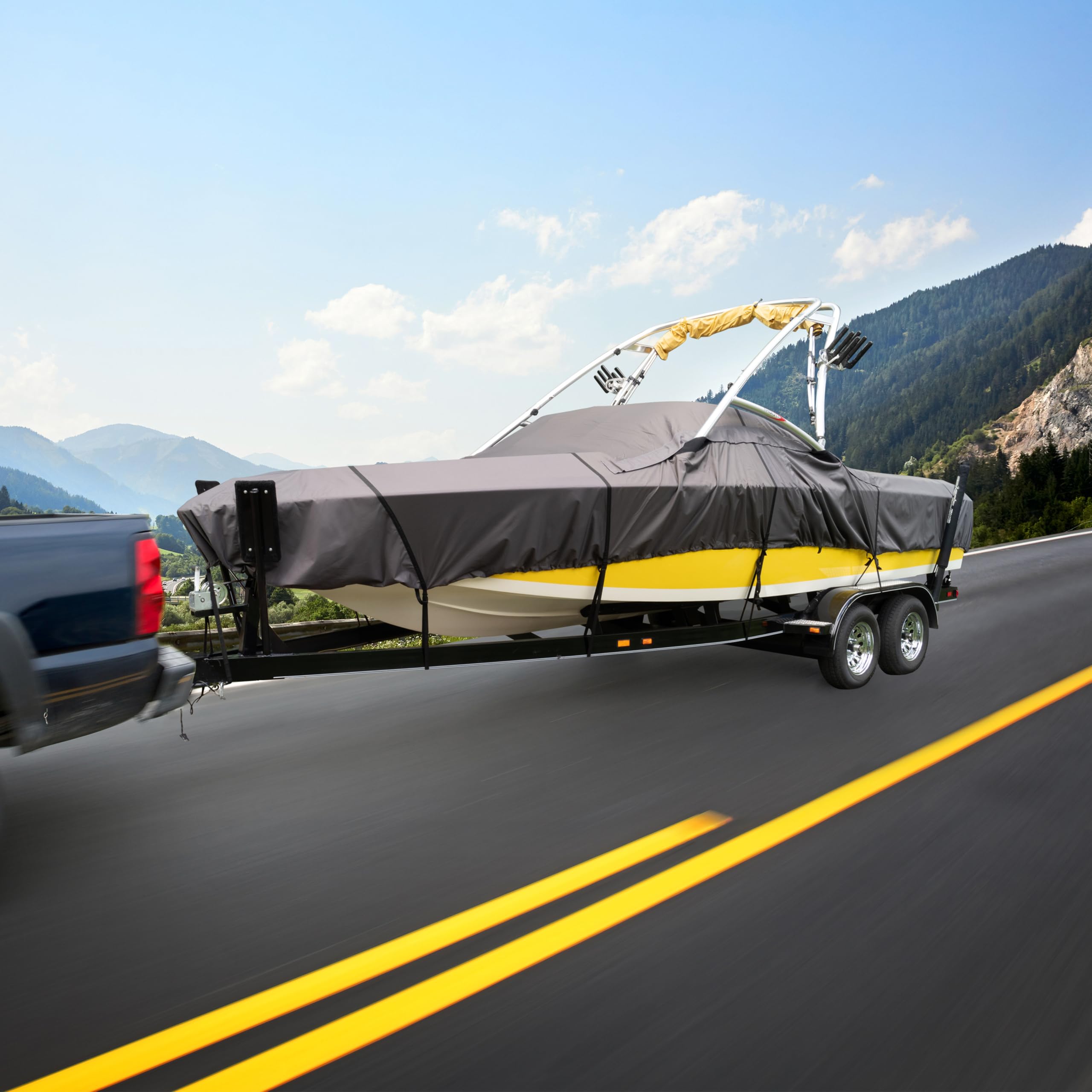 Heavy-Duty StormPro Ski & Wakeboard Tower Boat Cover - Fits 22-24 ft Boats, 116 in Beam Width - Waterproof Protection for Outdoor Storage & Marine Use