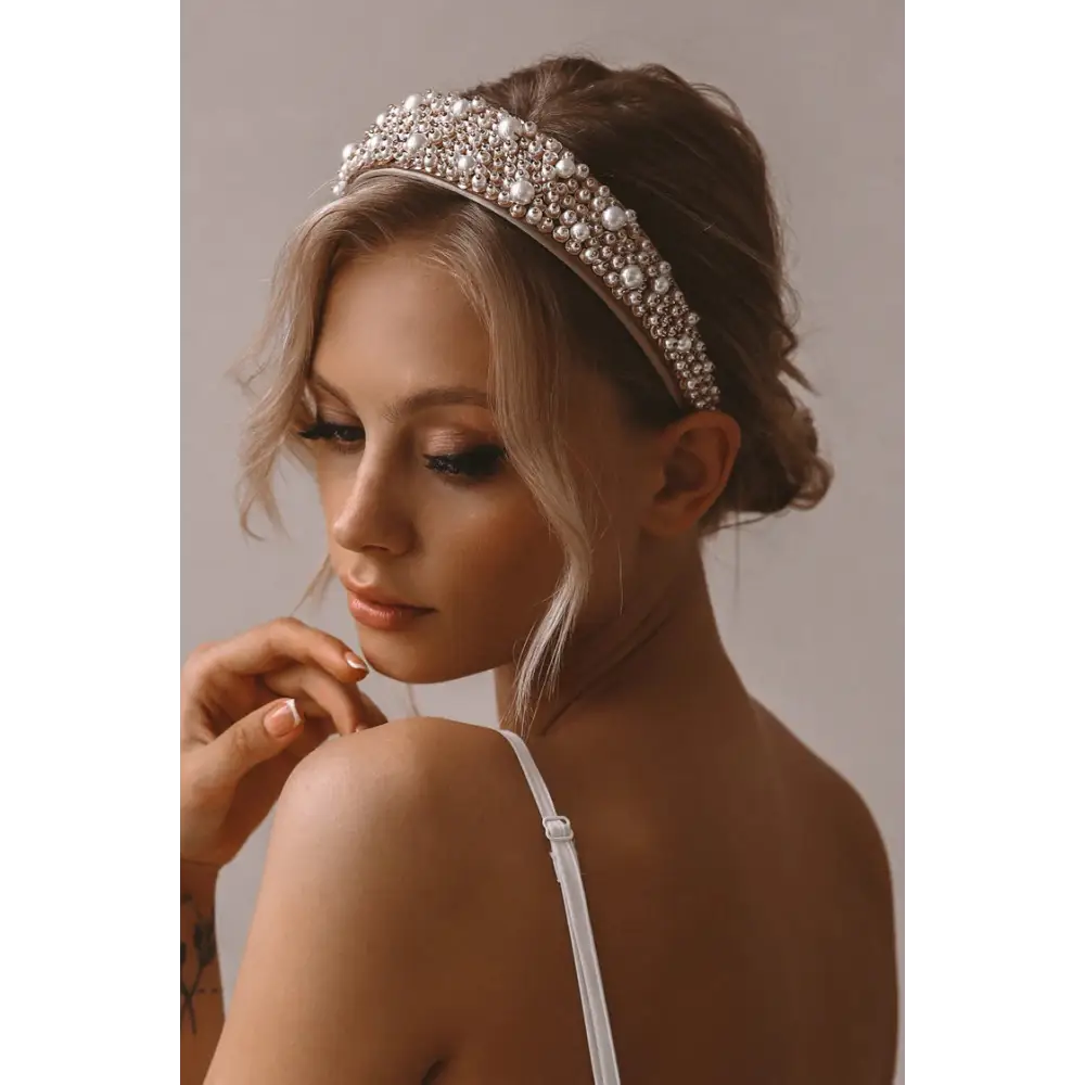 Aria Pearl Headband HB007 - Elegant Hair Accessory for Women & Girls | Perfect for Weddings, Parties & Special Occasions