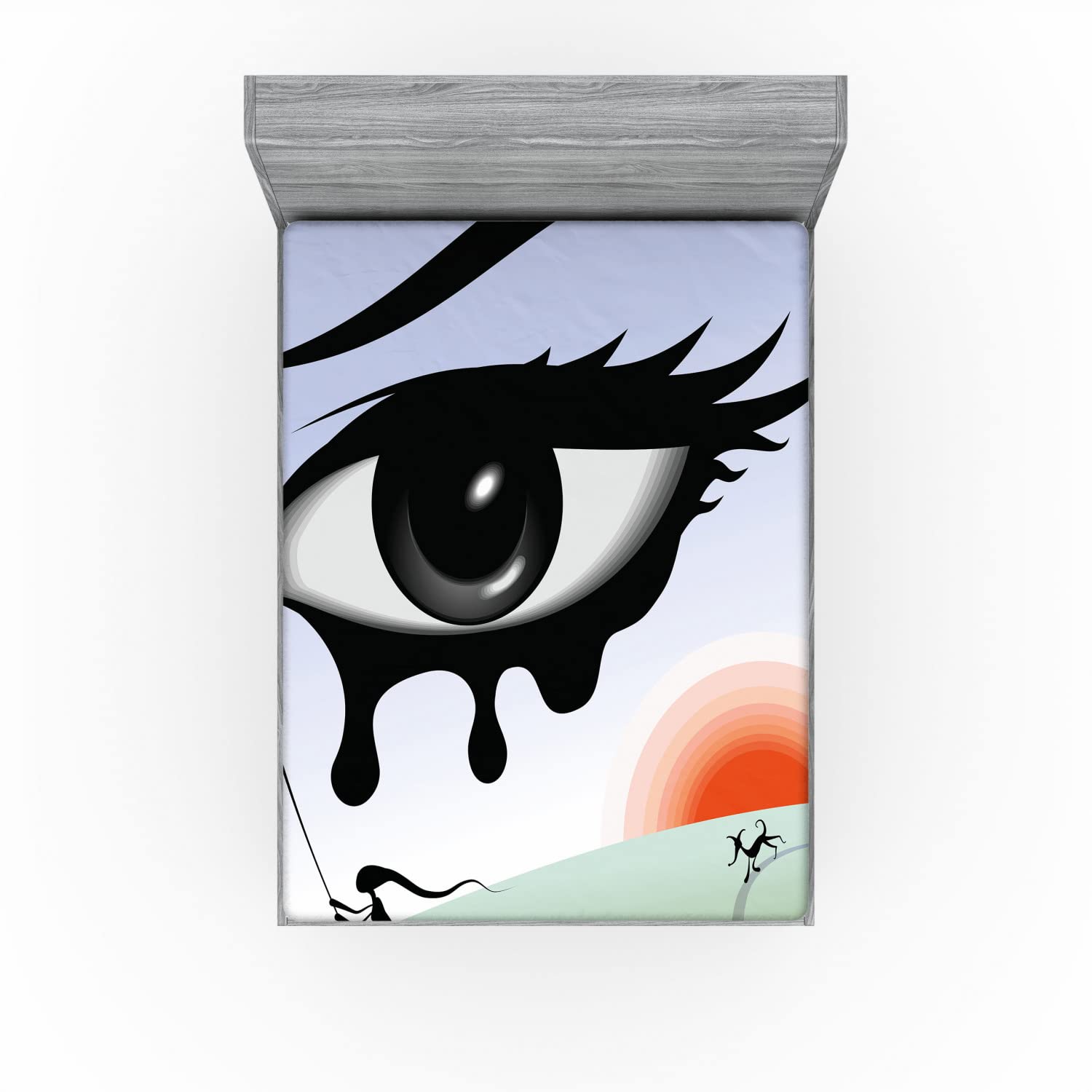 Ambesonne Queen Eye Fitted Sheet - Surreal Art Bed Cover with Deep Pocket for Home Decor